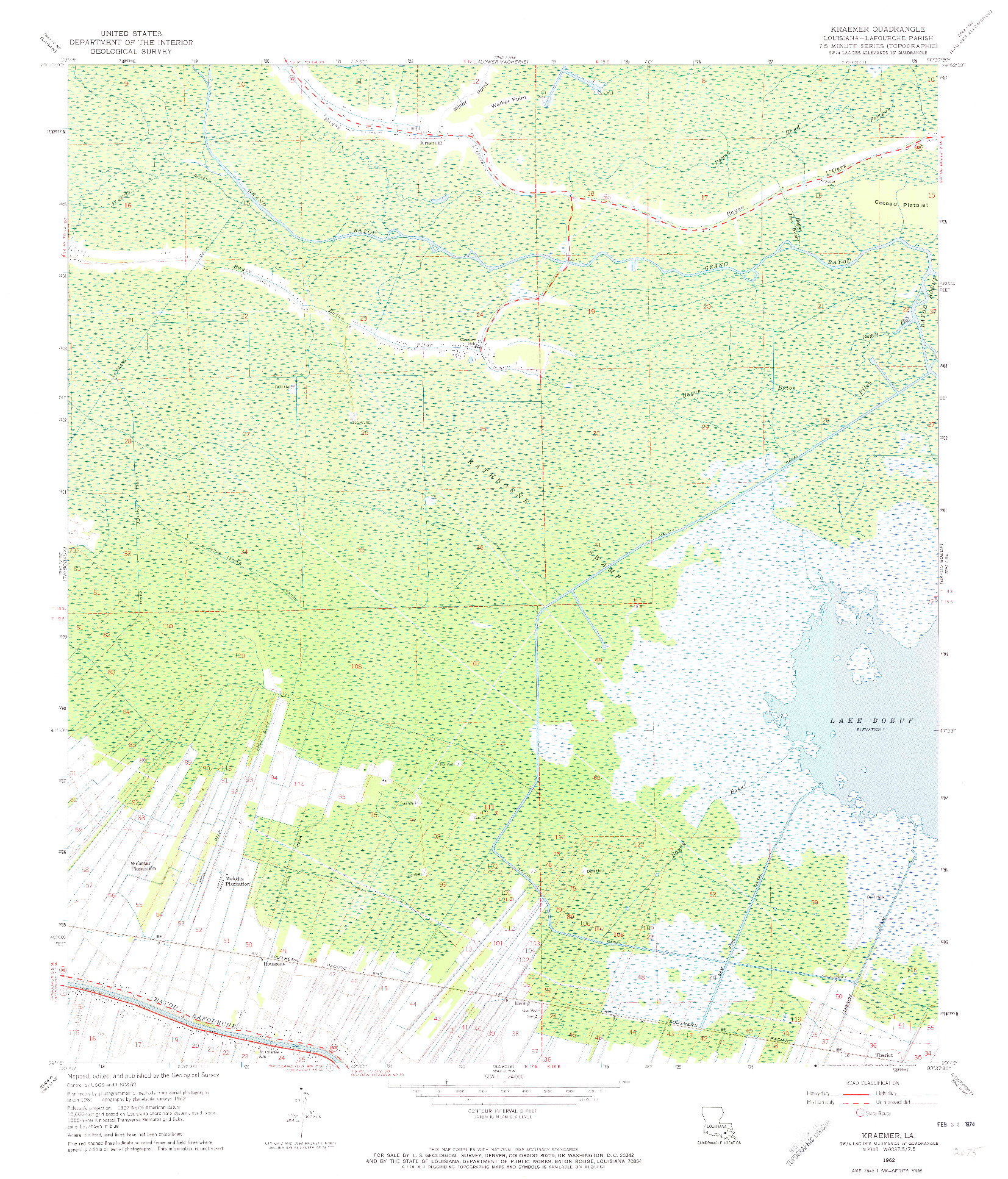 USGS 1:24000-SCALE QUADRANGLE FOR KRAEMER, LA 1962