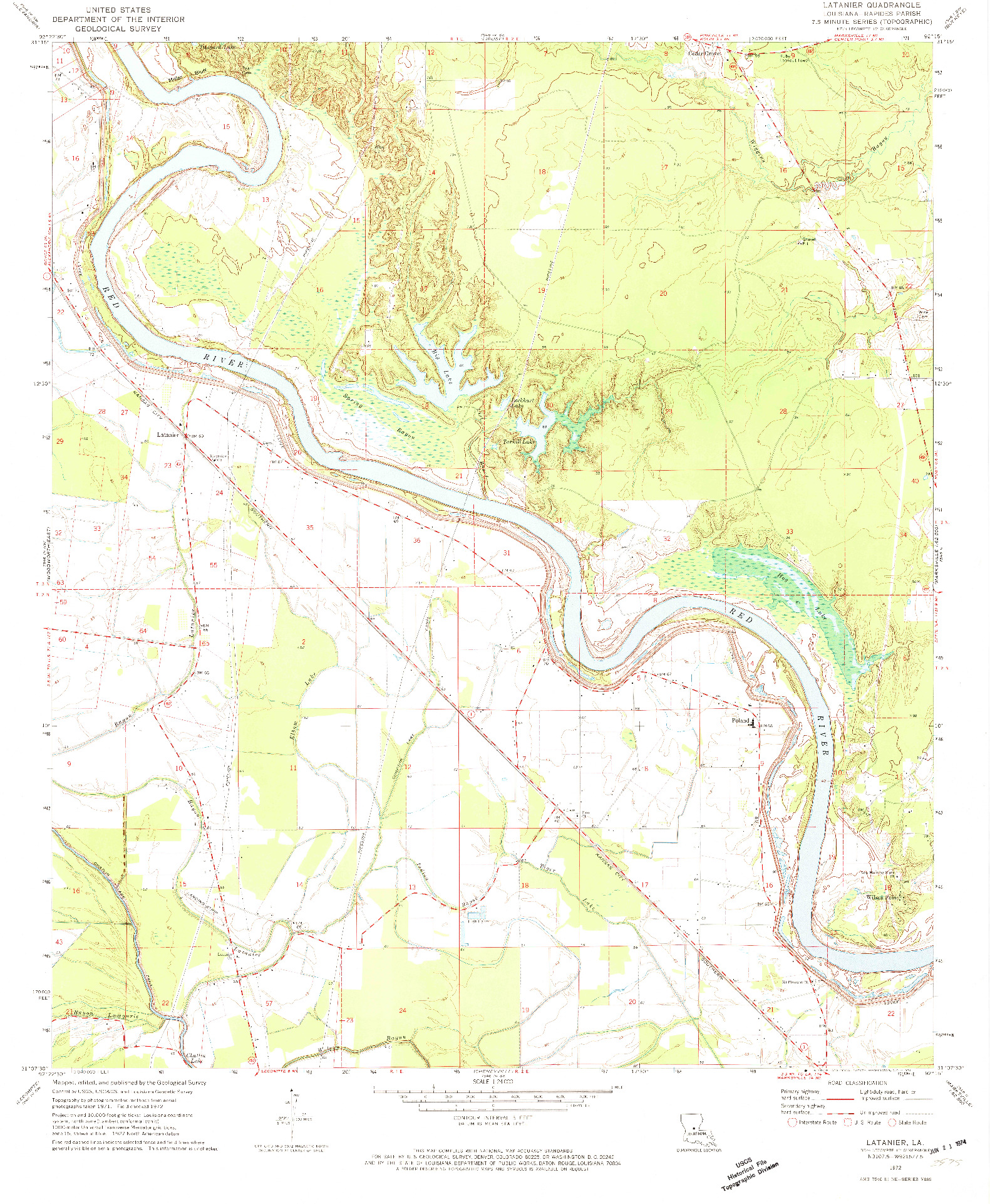 USGS 1:24000-SCALE QUADRANGLE FOR LATANIER, LA 1972