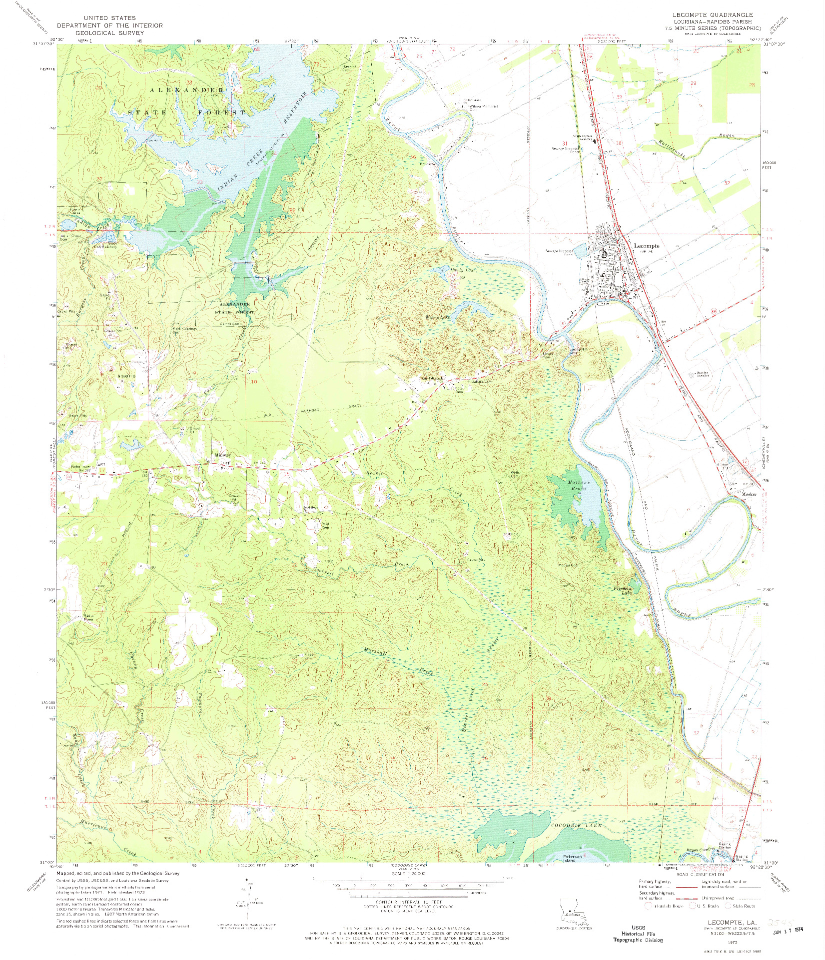 USGS 1:24000-SCALE QUADRANGLE FOR LECOMPTE, LA 1972