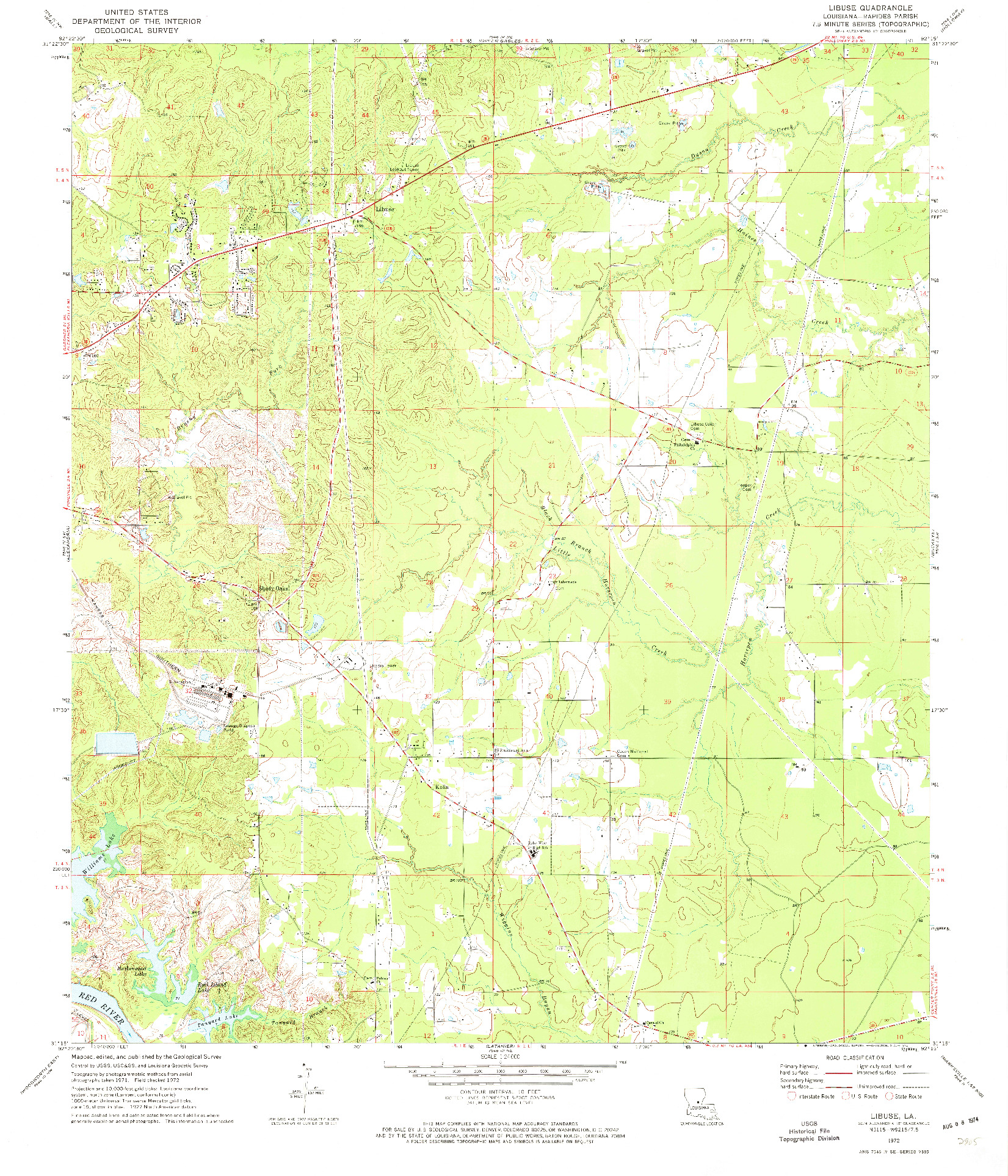 USGS 1:24000-SCALE QUADRANGLE FOR LIBUSE, LA 1972