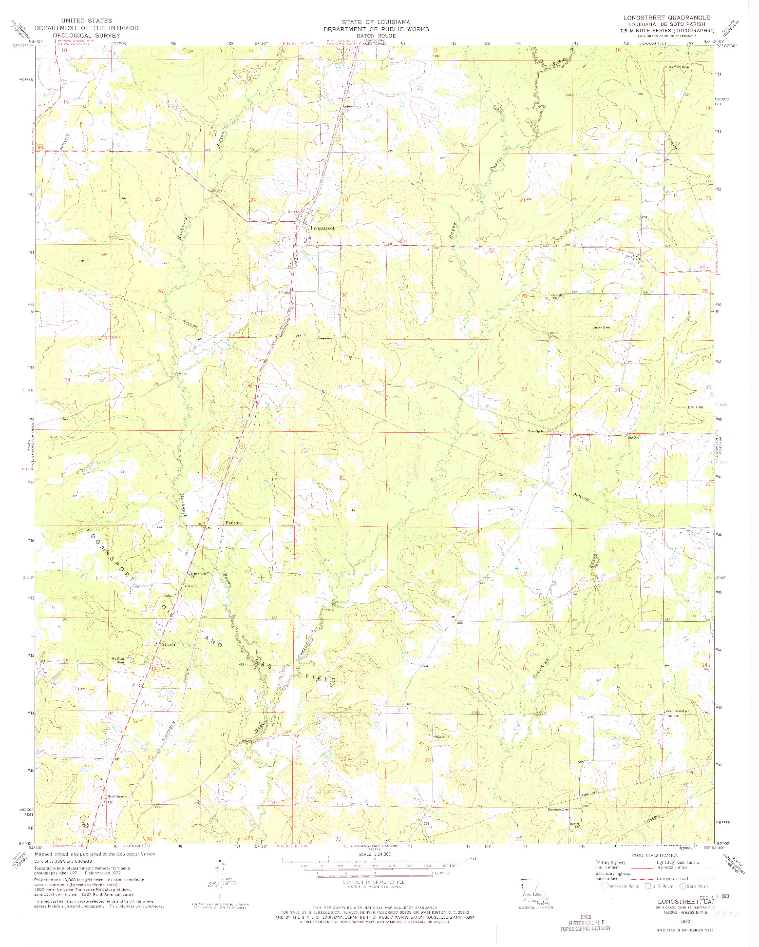 USGS 1:24000-SCALE QUADRANGLE FOR LONGSTREET, LA 1972