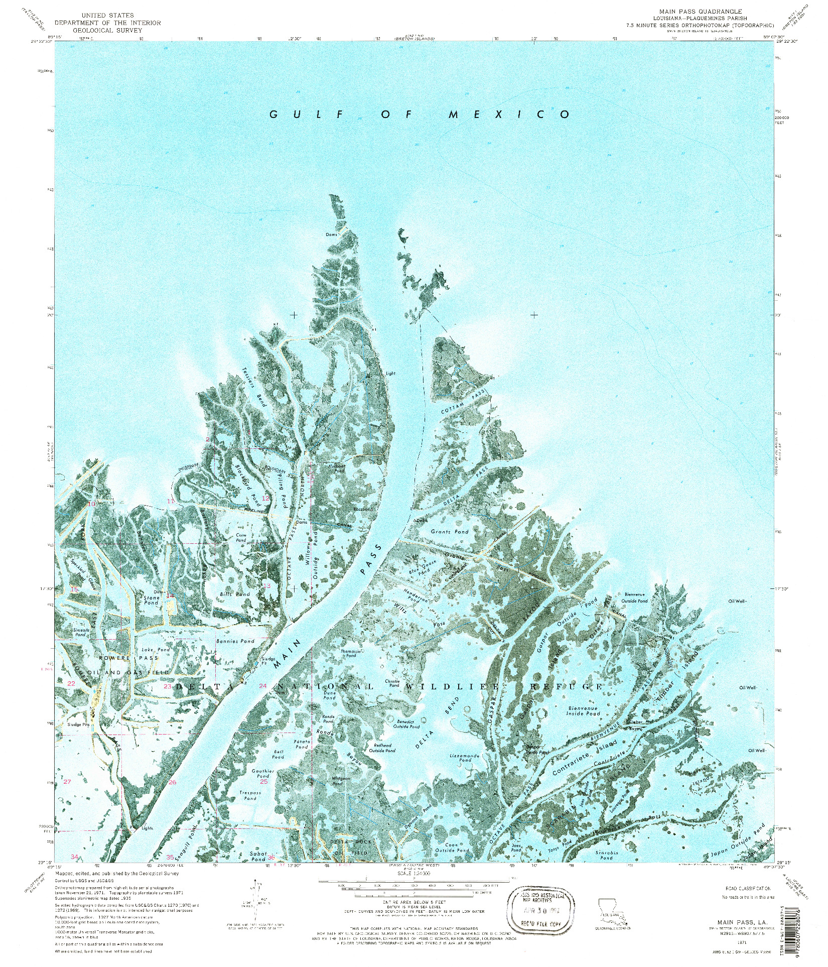 USGS 1:24000-SCALE QUADRANGLE FOR MAIN PASS, LA 1971