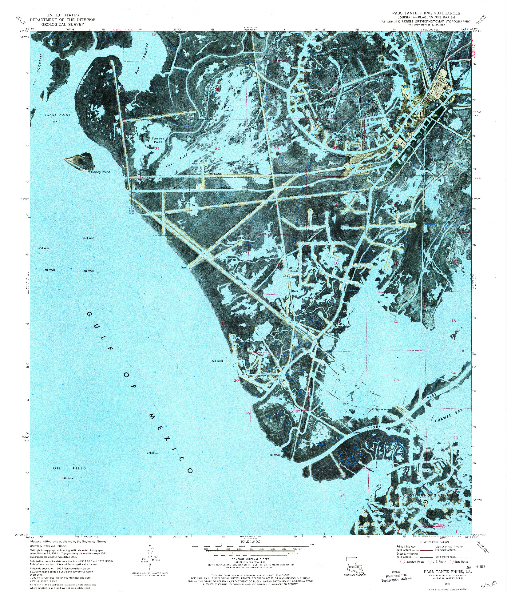 USGS 1:24000-SCALE QUADRANGLE FOR PASS TANTE PHINE, LA 1971