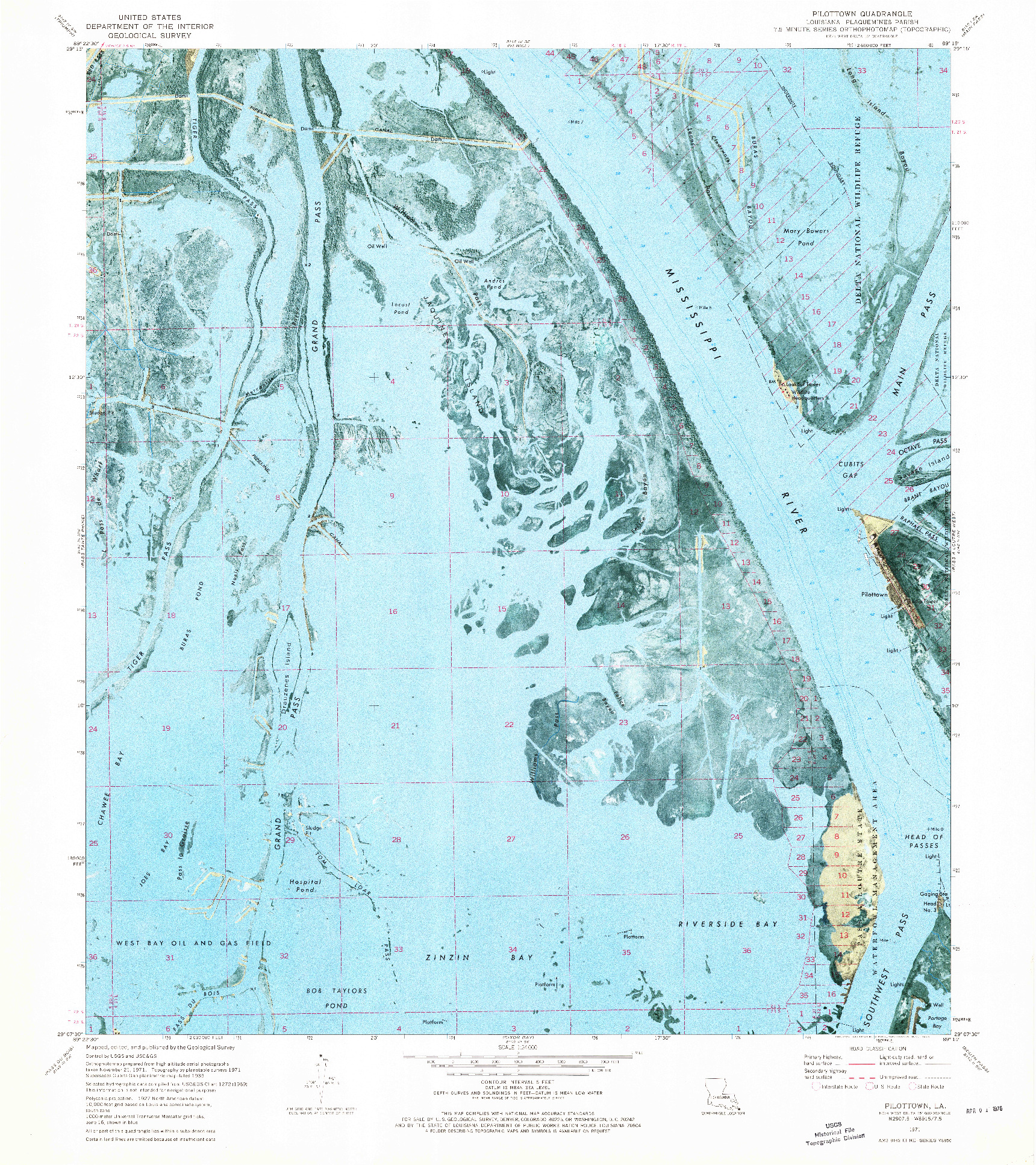 USGS 1:24000-SCALE QUADRANGLE FOR PILOTTOWN, LA 1971