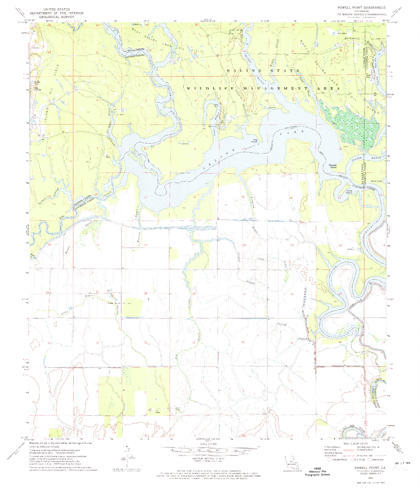 USGS 1:24000-SCALE QUADRANGLE FOR POWELL POINT, LA 1972