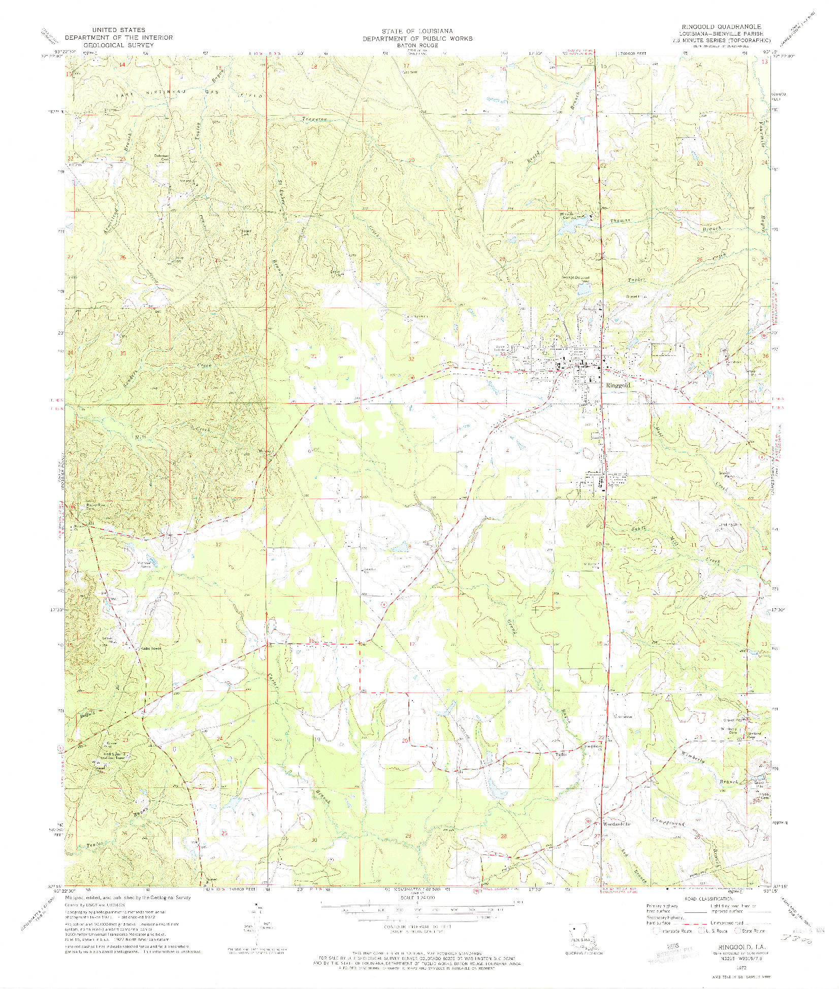 USGS 1:24000-SCALE QUADRANGLE FOR RINGGOLD, LA 1972
