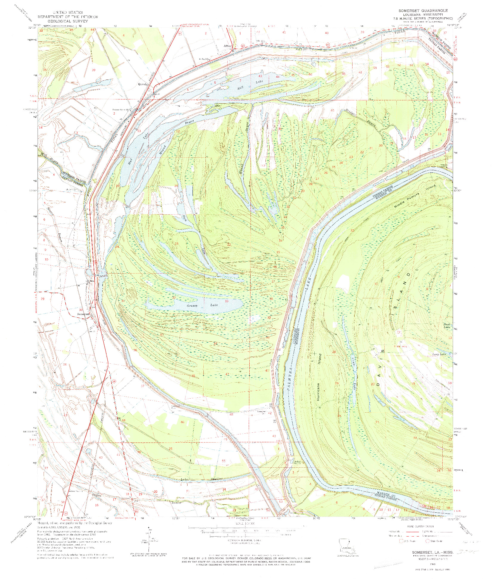 USGS 1:24000-SCALE QUADRANGLE FOR SOMERSET, LA 1963