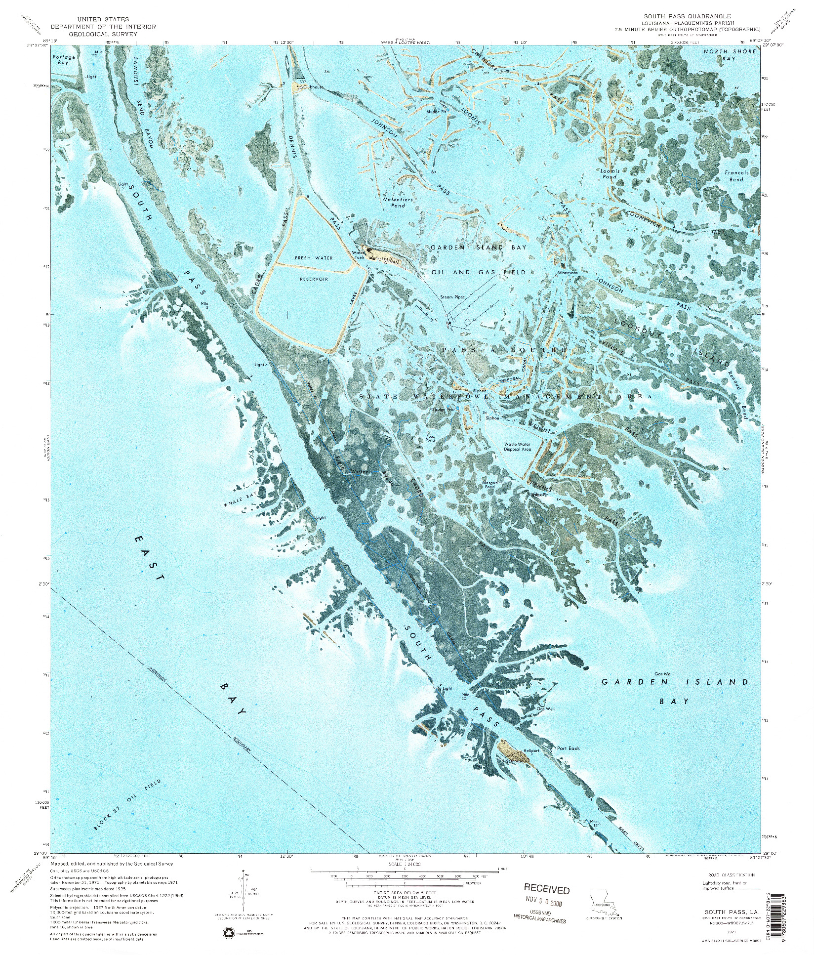 USGS 1:24000-SCALE QUADRANGLE FOR SOUTH PASS, LA 1971