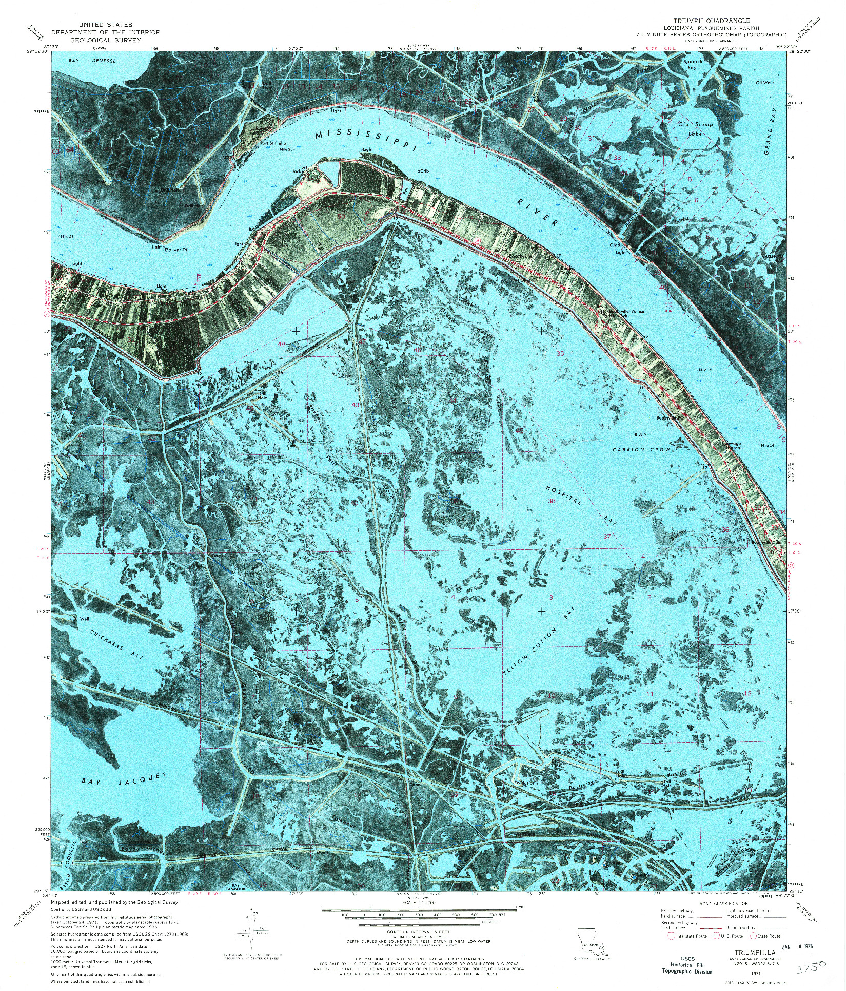 USGS 1:24000-SCALE QUADRANGLE FOR TRIUMPH, LA 1971