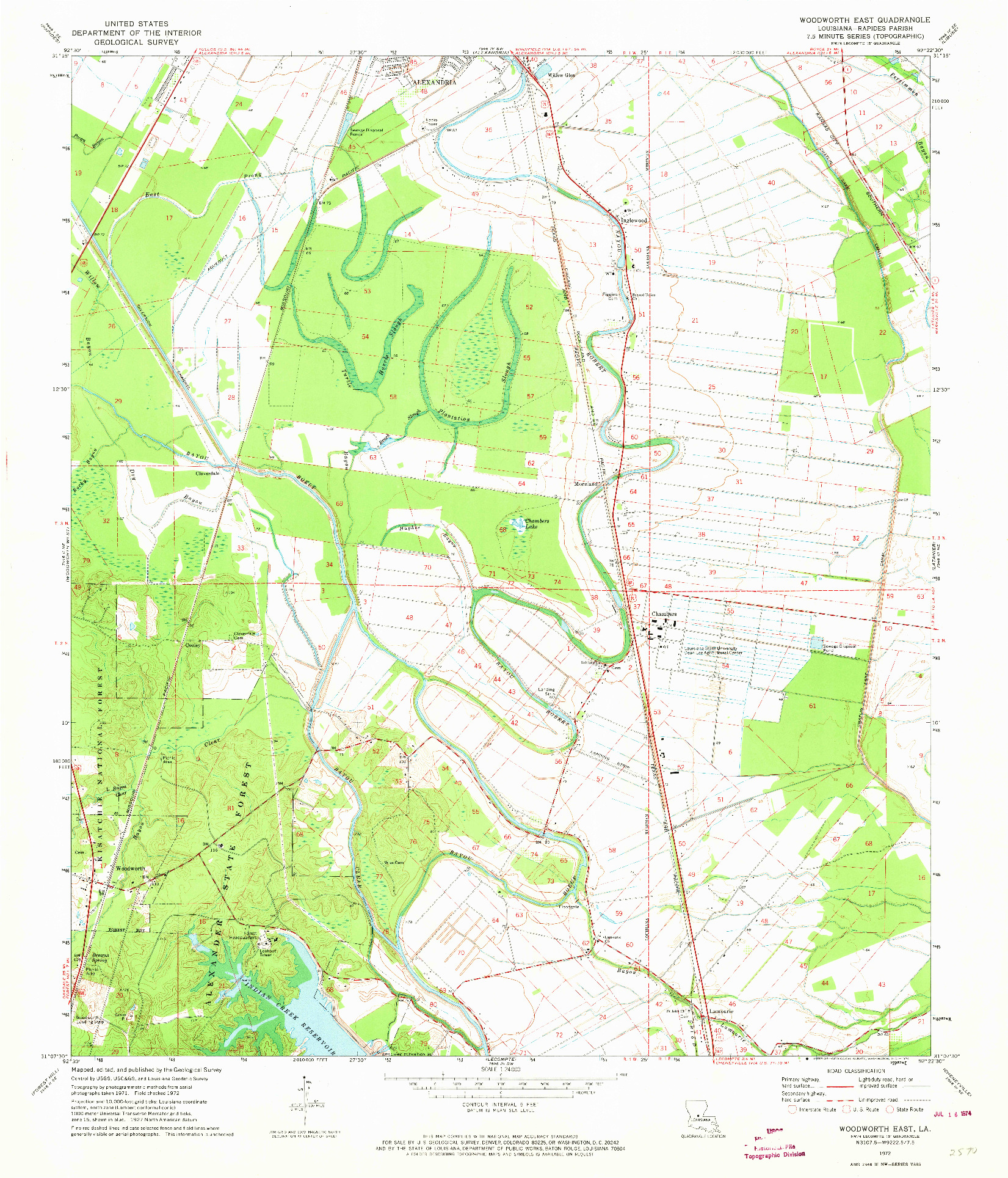 USGS 1:24000-SCALE QUADRANGLE FOR WOODWORTH EAST, LA 1972