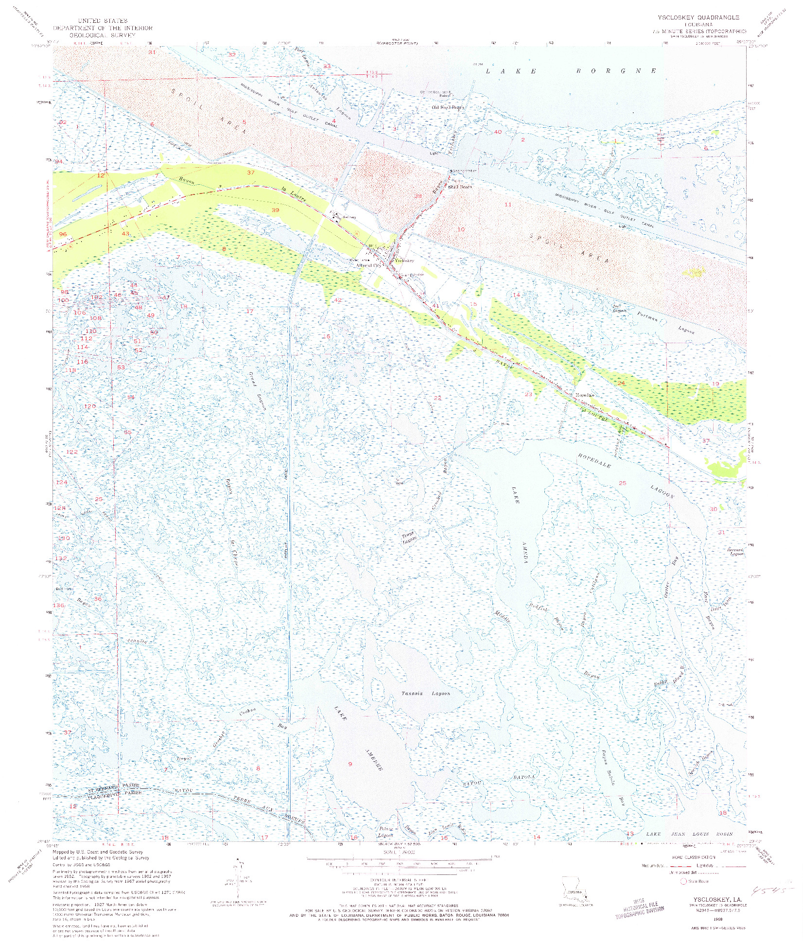 USGS 1:24000-SCALE QUADRANGLE FOR YSCLOSKEY, LA 1968