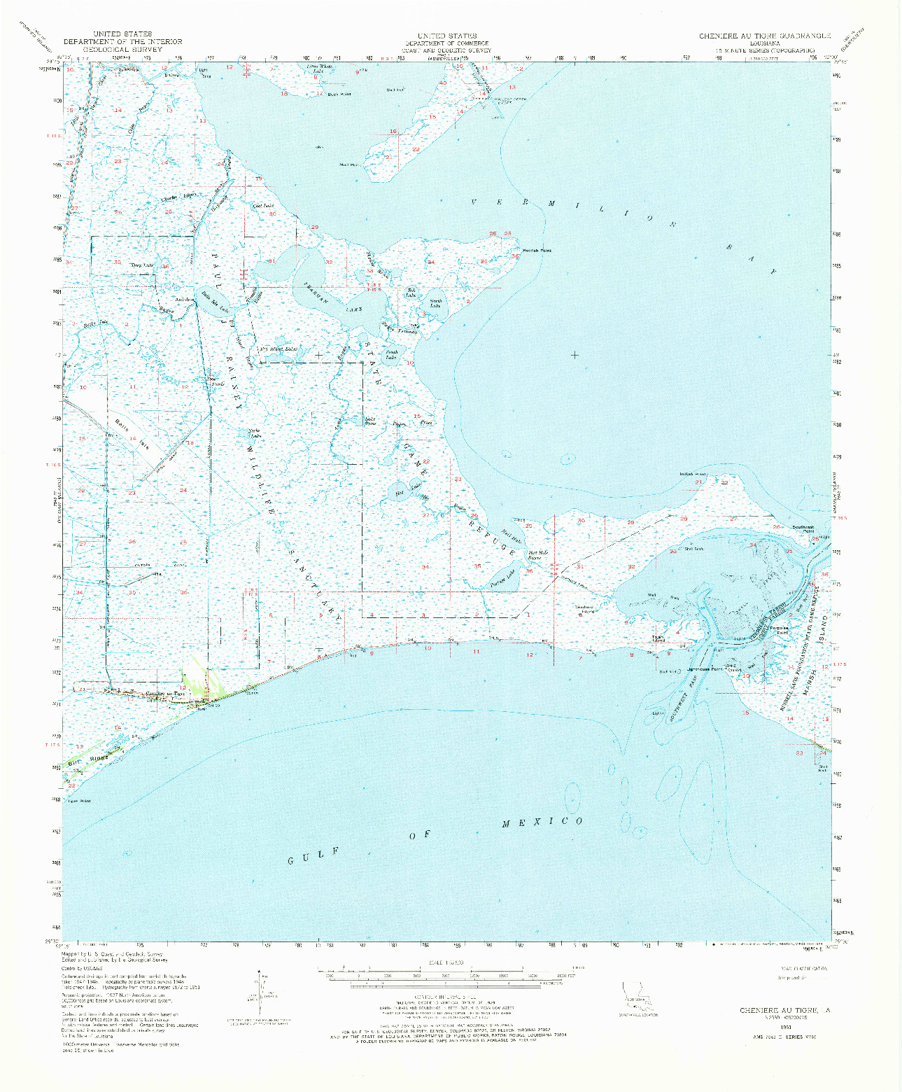 USGS 1:62500-SCALE QUADRANGLE FOR CHENIERE AU TIGRE, LA 1951