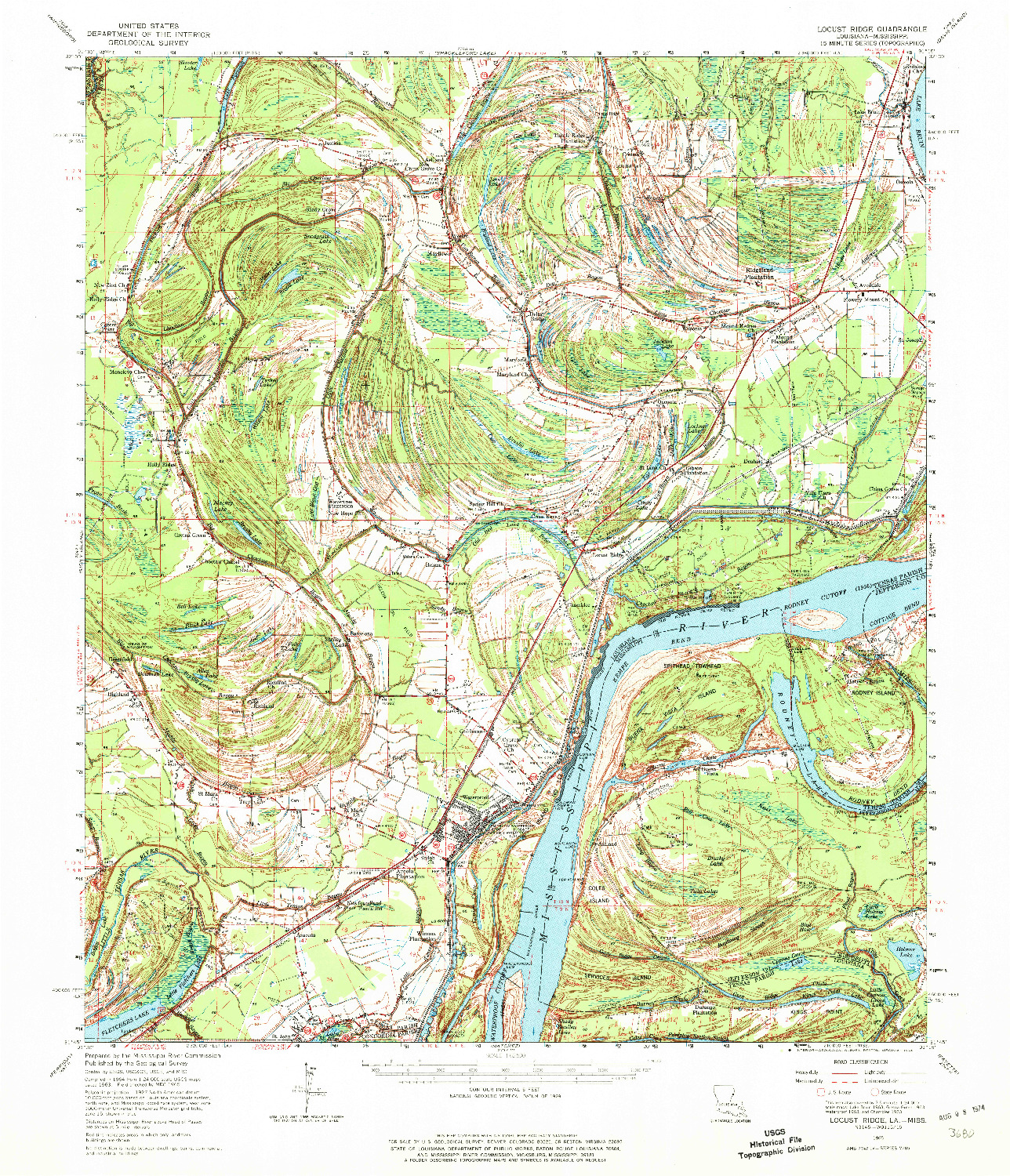 USGS 1:62500-SCALE QUADRANGLE FOR LOCUST RIDGE, LA 1965