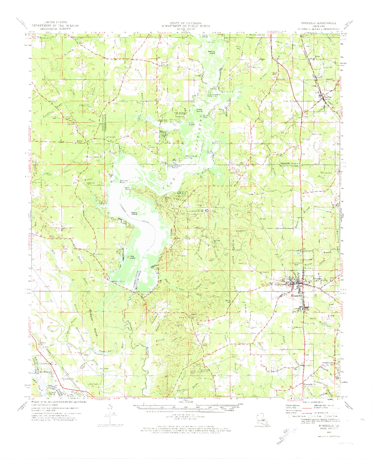 USGS 1:62500-SCALE QUADRANGLE FOR RINGGOLD, LA 1972