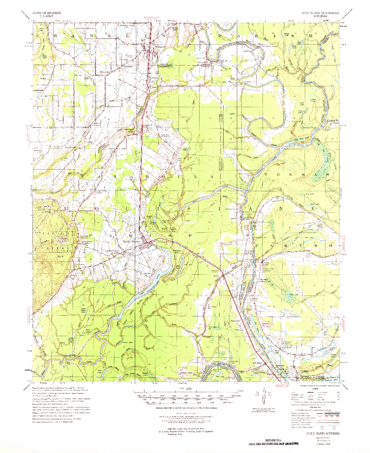 USGS 1:62500-SCALE QUADRANGLE FOR SICILY ISLAND, LA 1957