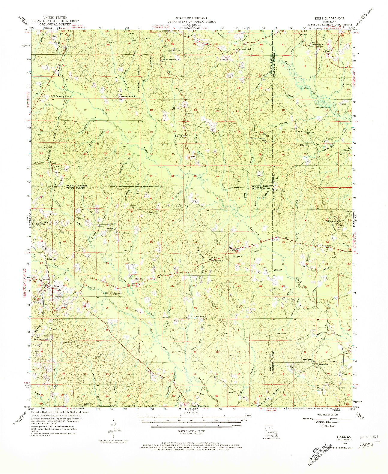 USGS 1:62500-SCALE QUADRANGLE FOR SIKES, LA 1954
