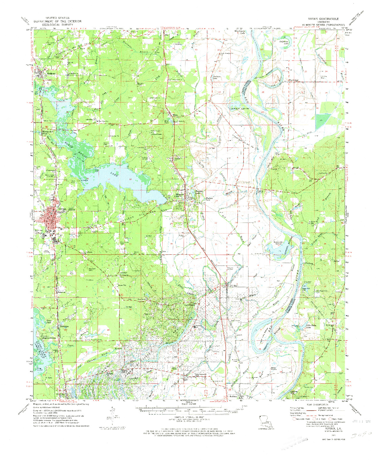 USGS 1:62500-SCALE QUADRANGLE FOR VIVIAN, LA 1971