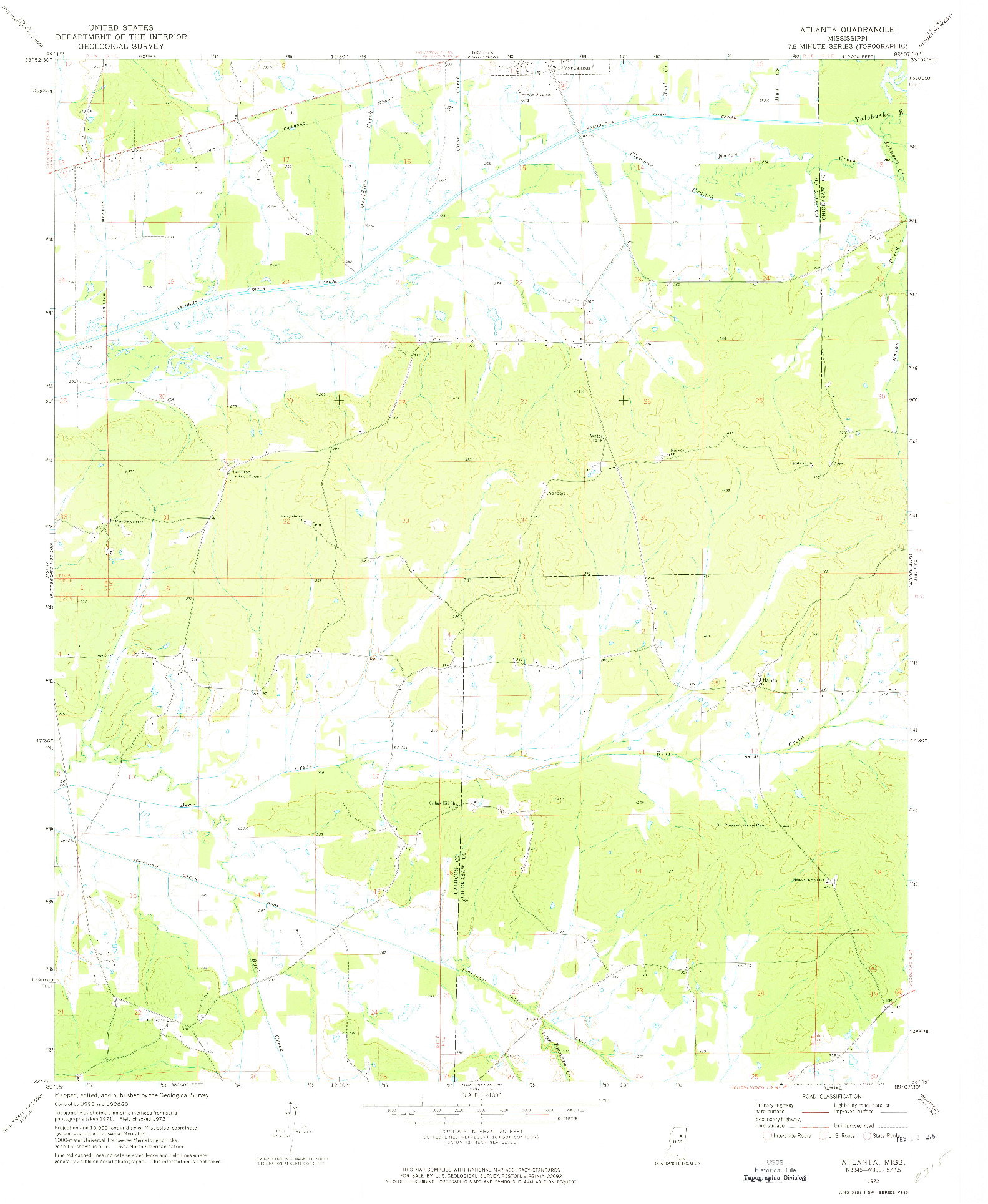 USGS 1:24000-SCALE QUADRANGLE FOR ATLANTA, MS 1972