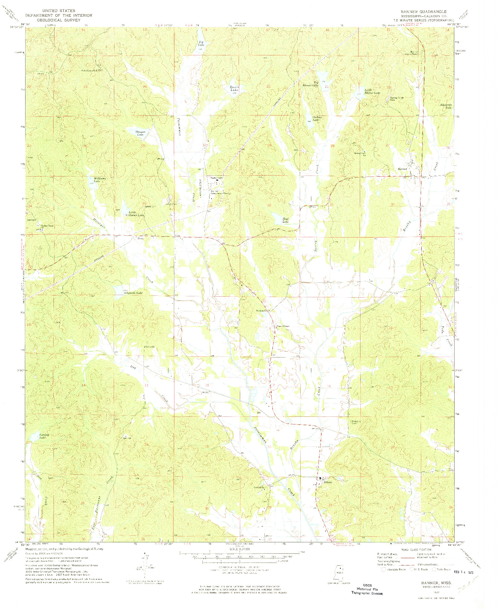USGS 1:24000-SCALE QUADRANGLE FOR BANNER, MS 1972