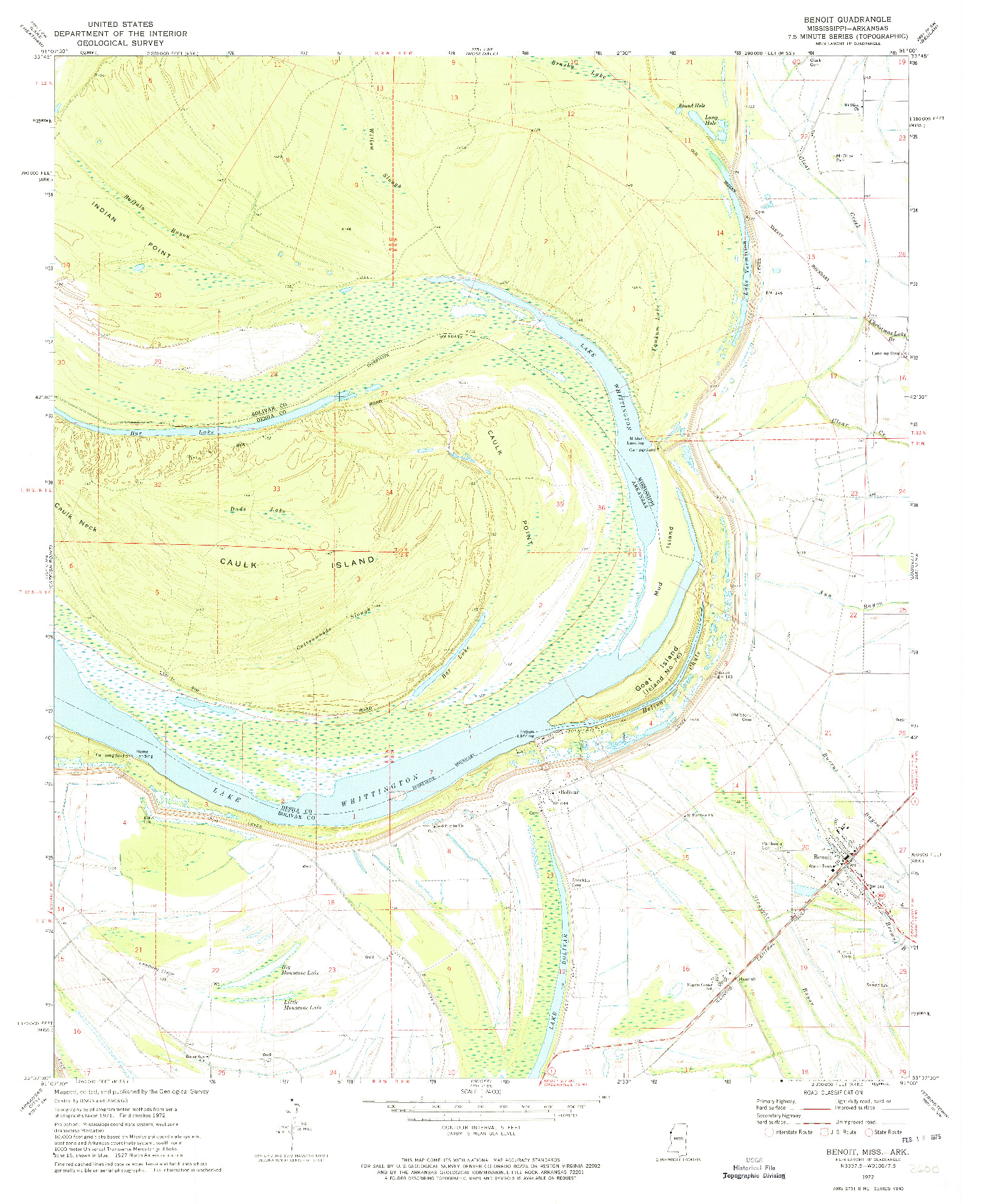USGS 1:24000-SCALE QUADRANGLE FOR BENOIT, MS 1972