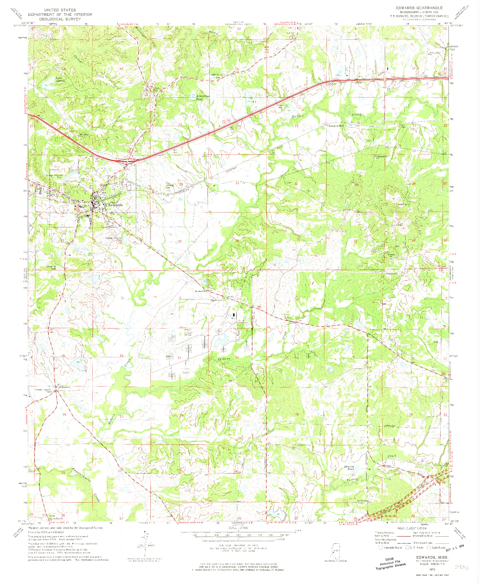 USGS 1:24000-SCALE QUADRANGLE FOR EDWARDS, MS 1972