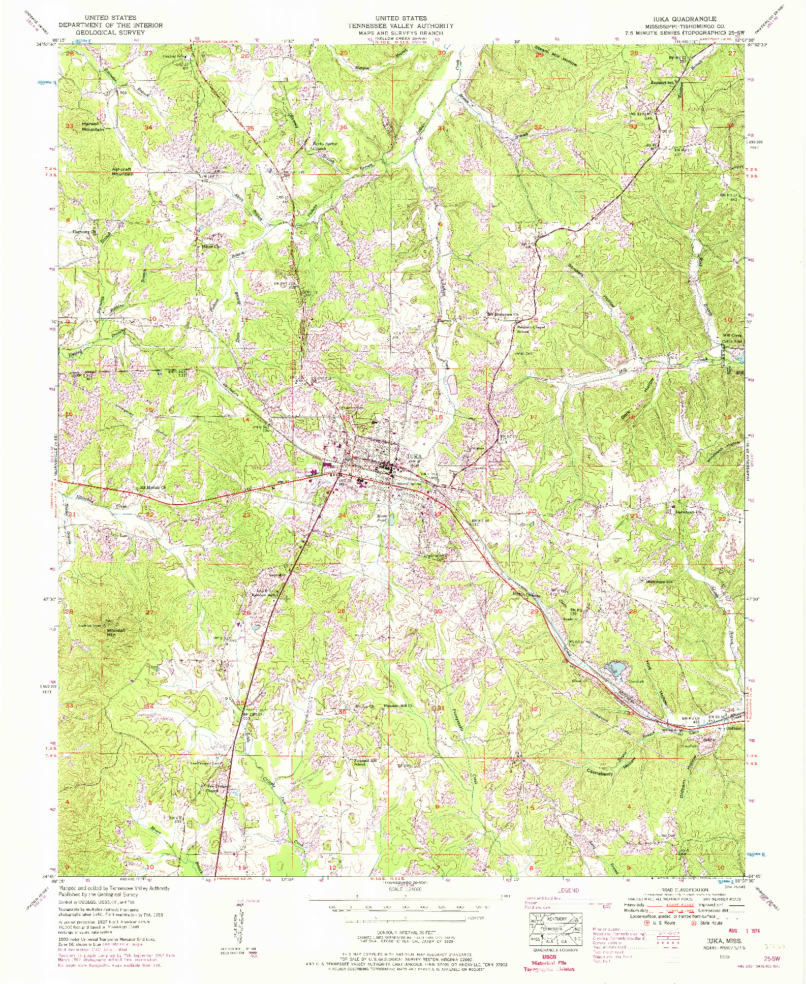 USGS 1:24000-SCALE QUADRANGLE FOR IUKA, MS 1953