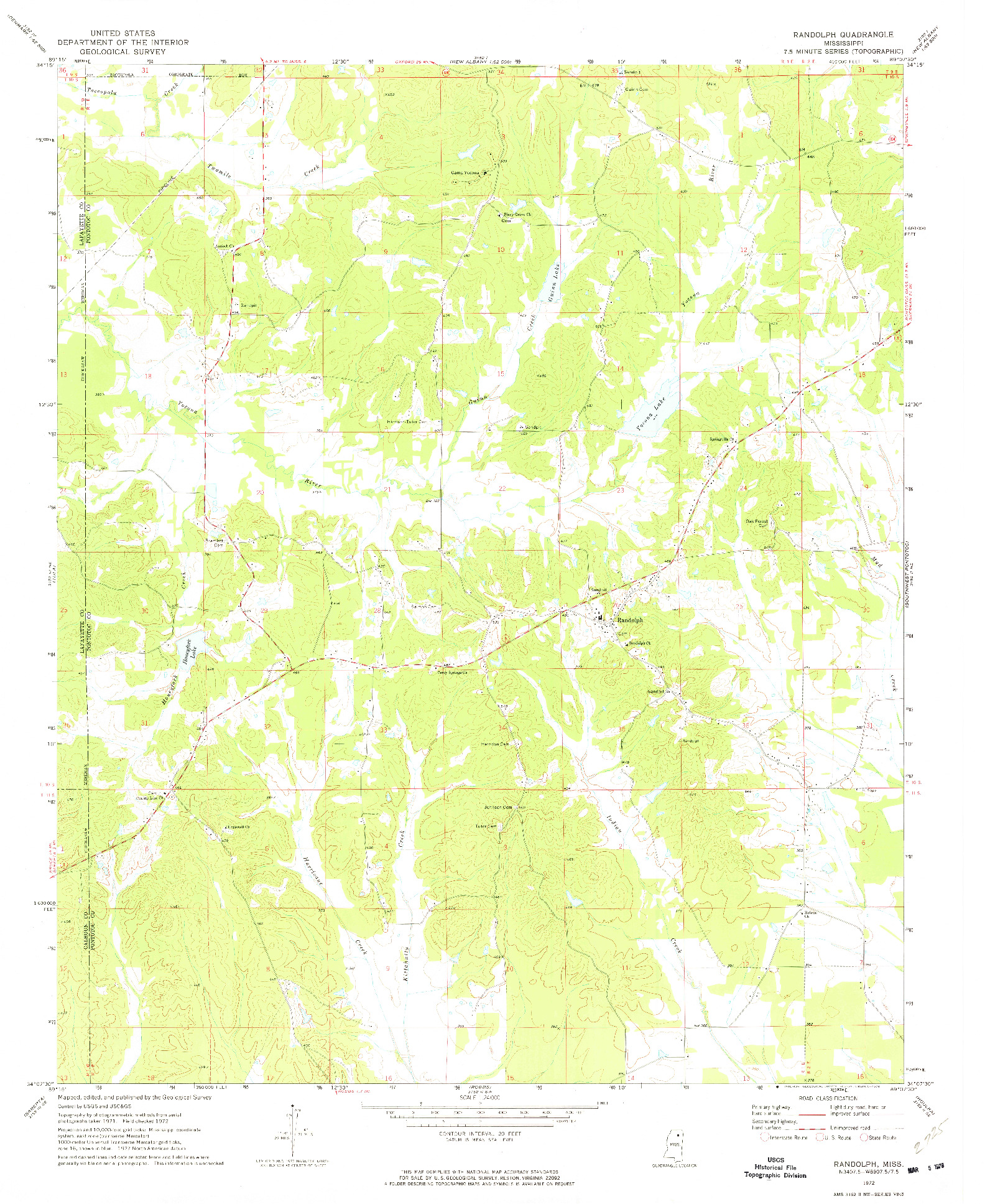 USGS 1:24000-SCALE QUADRANGLE FOR RANDOLPH, MS 1972