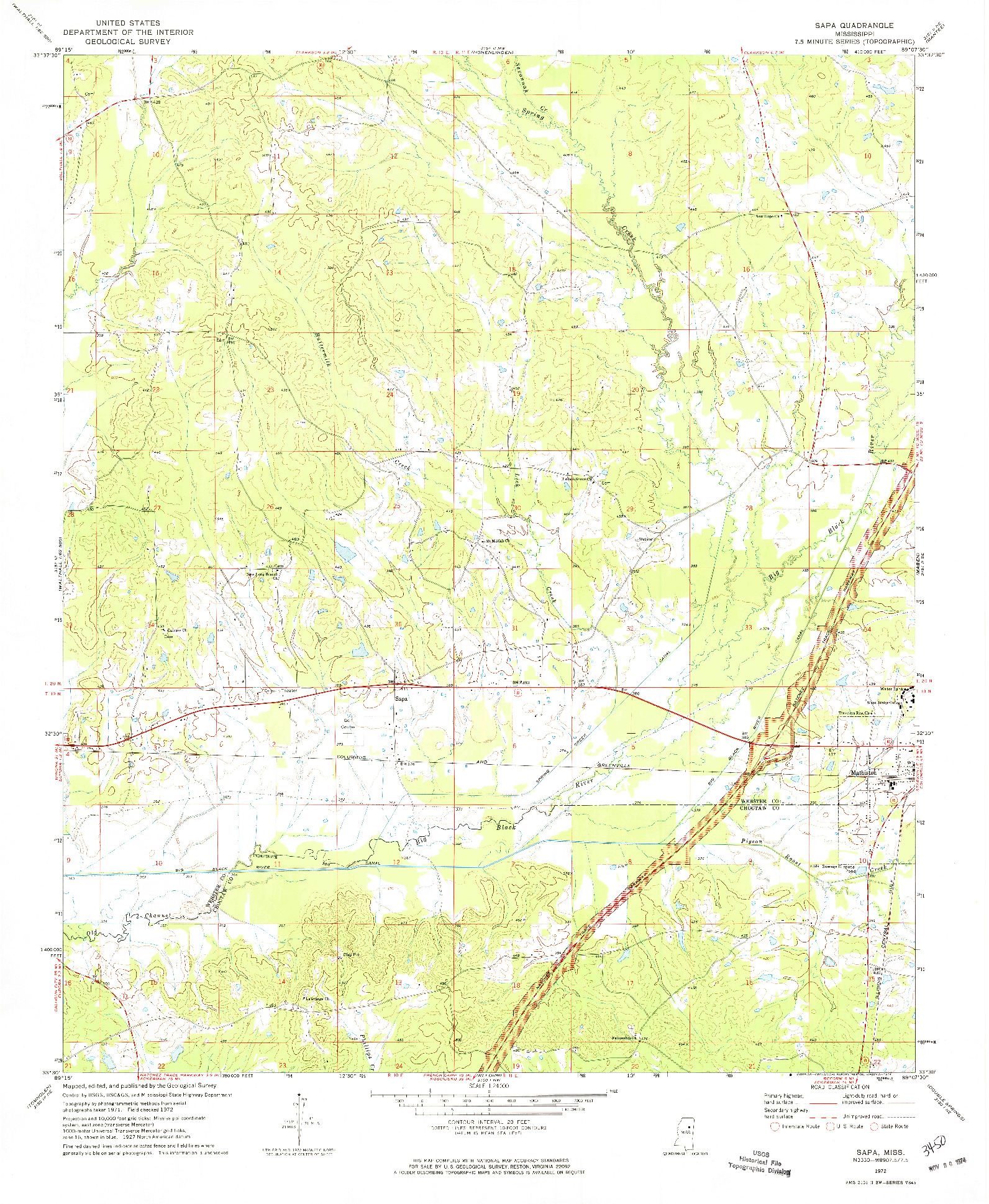USGS 1:24000-SCALE QUADRANGLE FOR SAPA, MS 1972
