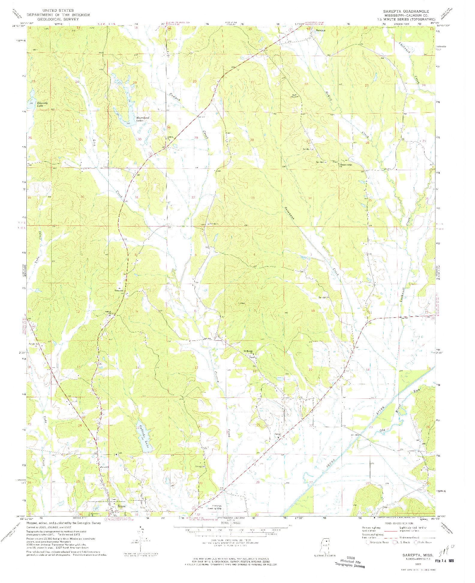 USGS 1:24000-SCALE QUADRANGLE FOR SAREPTA, MS 1972