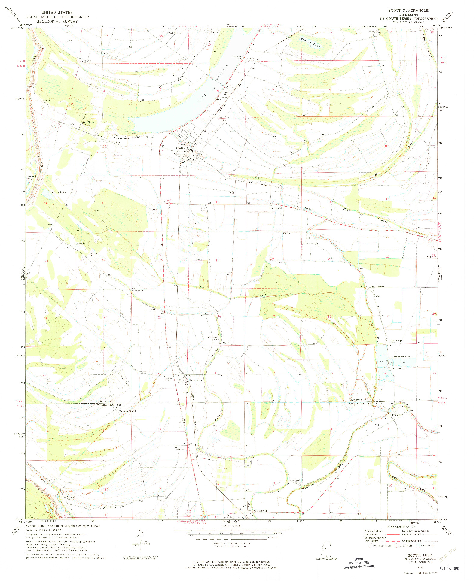 USGS 1:24000-SCALE QUADRANGLE FOR SCOTT, MS 1972