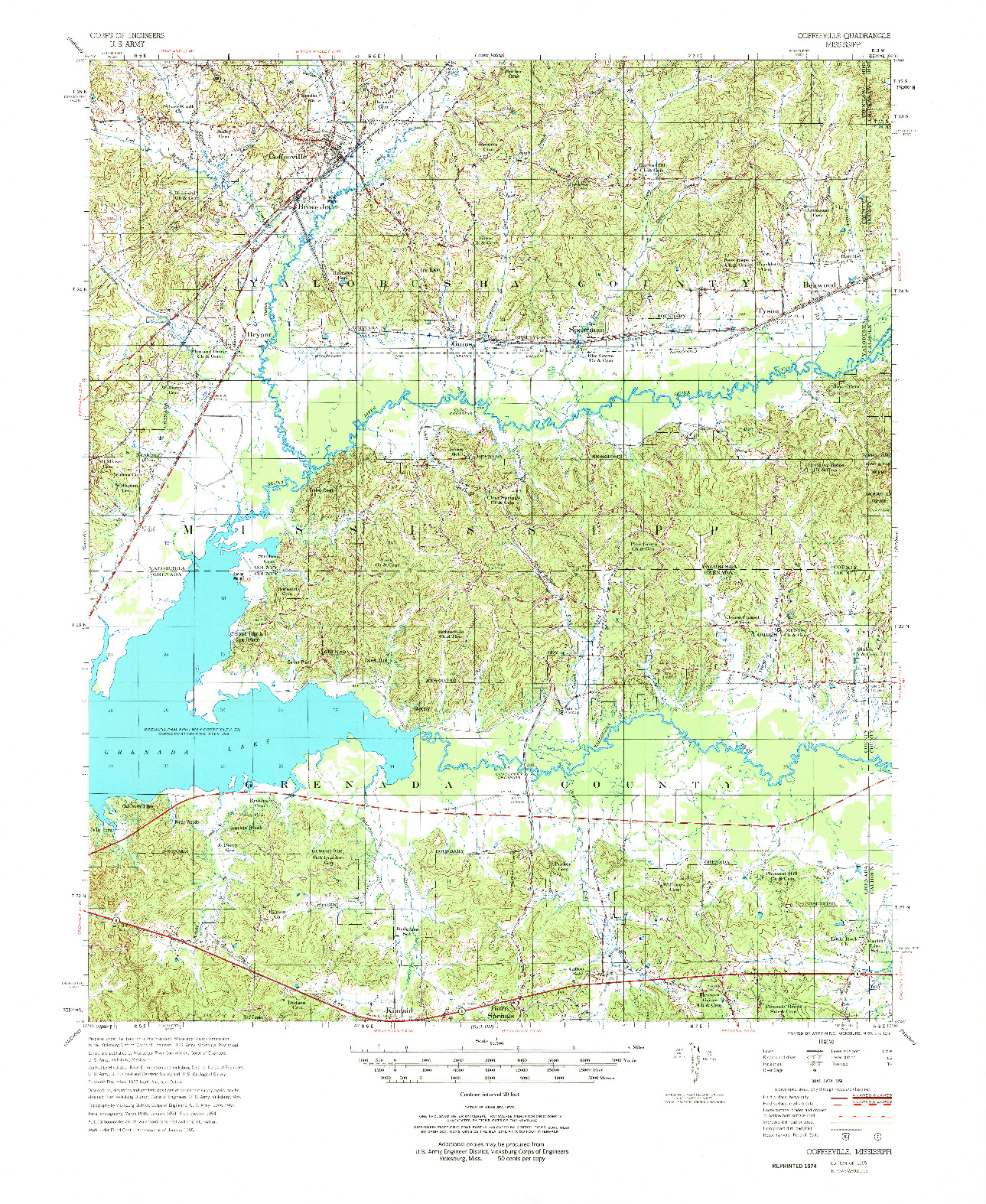 USGS 1:62500-SCALE QUADRANGLE FOR COFFEEVILLE, MS 1955