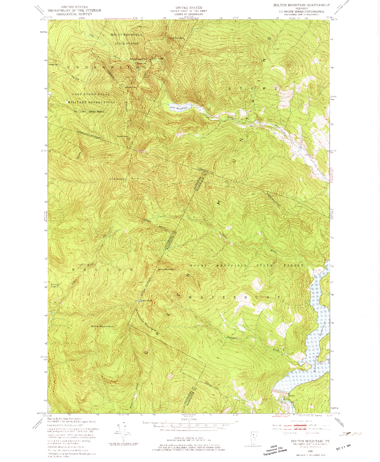 USGS 1:24000-SCALE QUADRANGLE FOR BOLTON MOUNTAIN, VT 1948