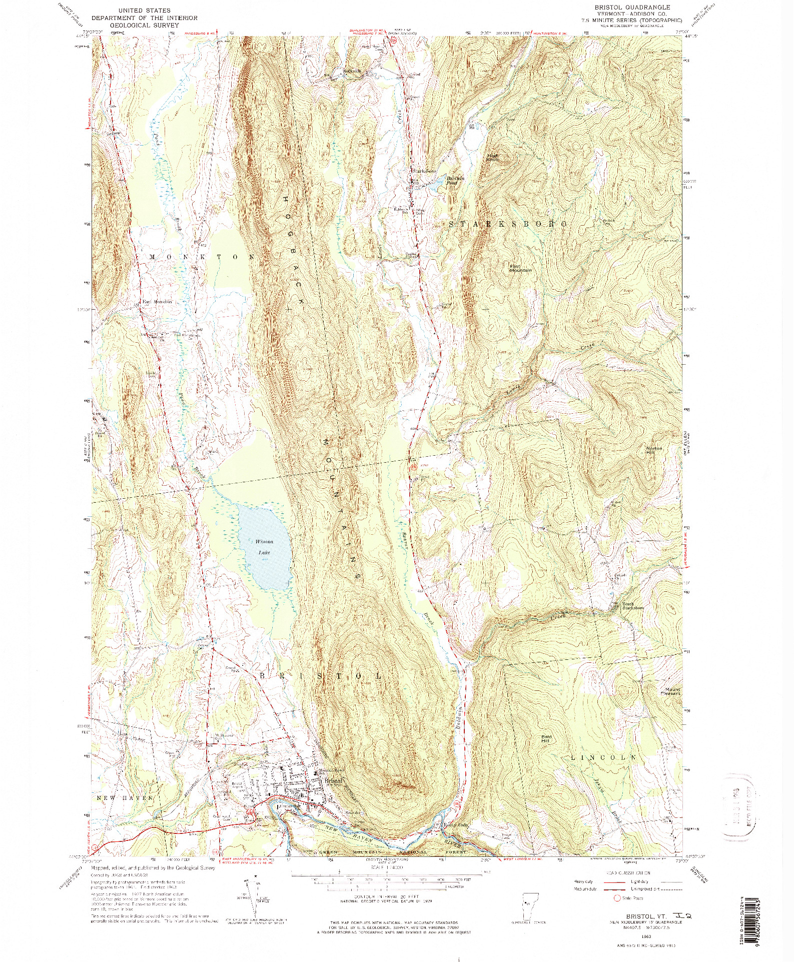 USGS 1:24000-SCALE QUADRANGLE FOR BRISTOL, VT 1963