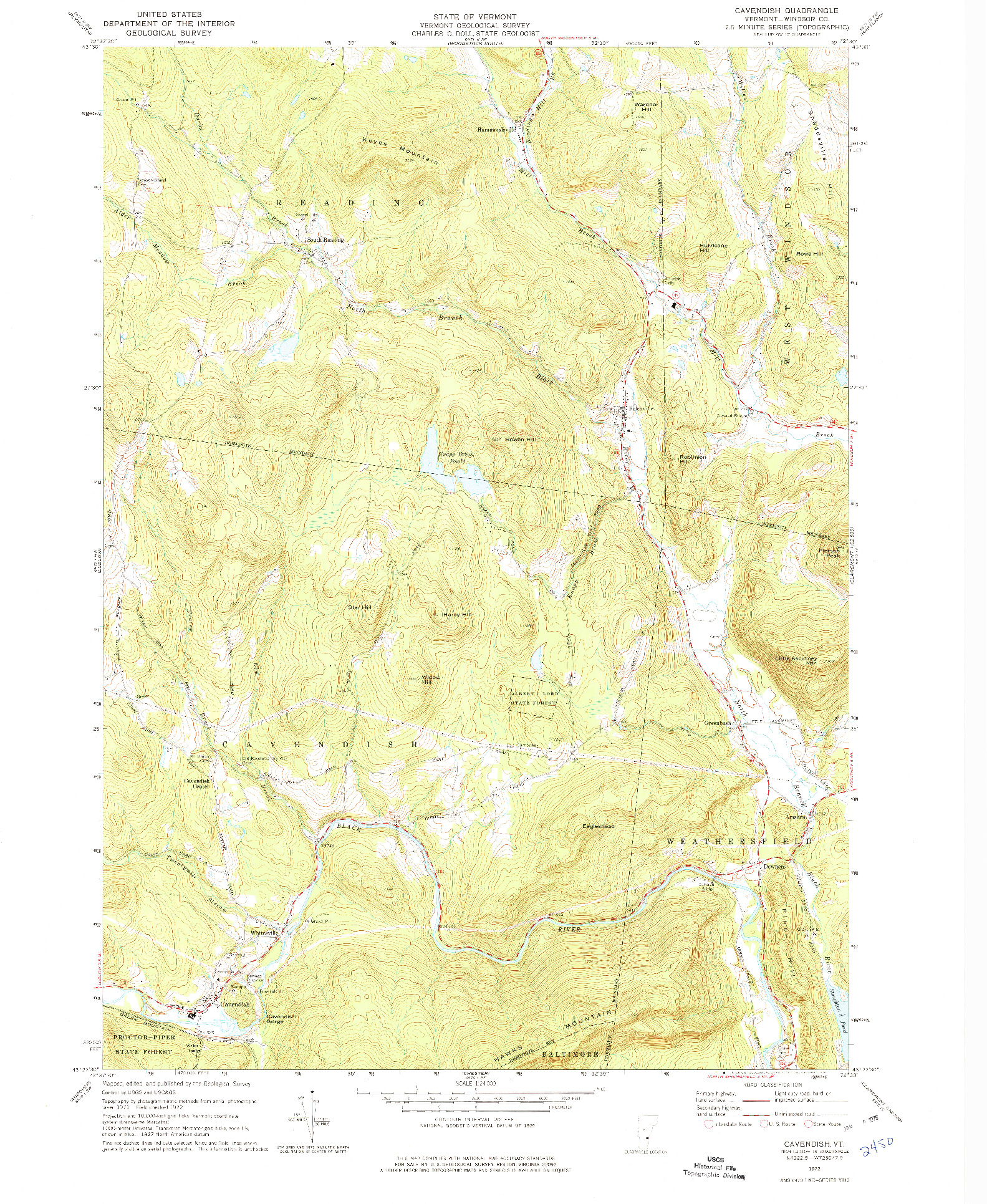 USGS 1:24000-SCALE QUADRANGLE FOR CAVENDISH, VT 1972