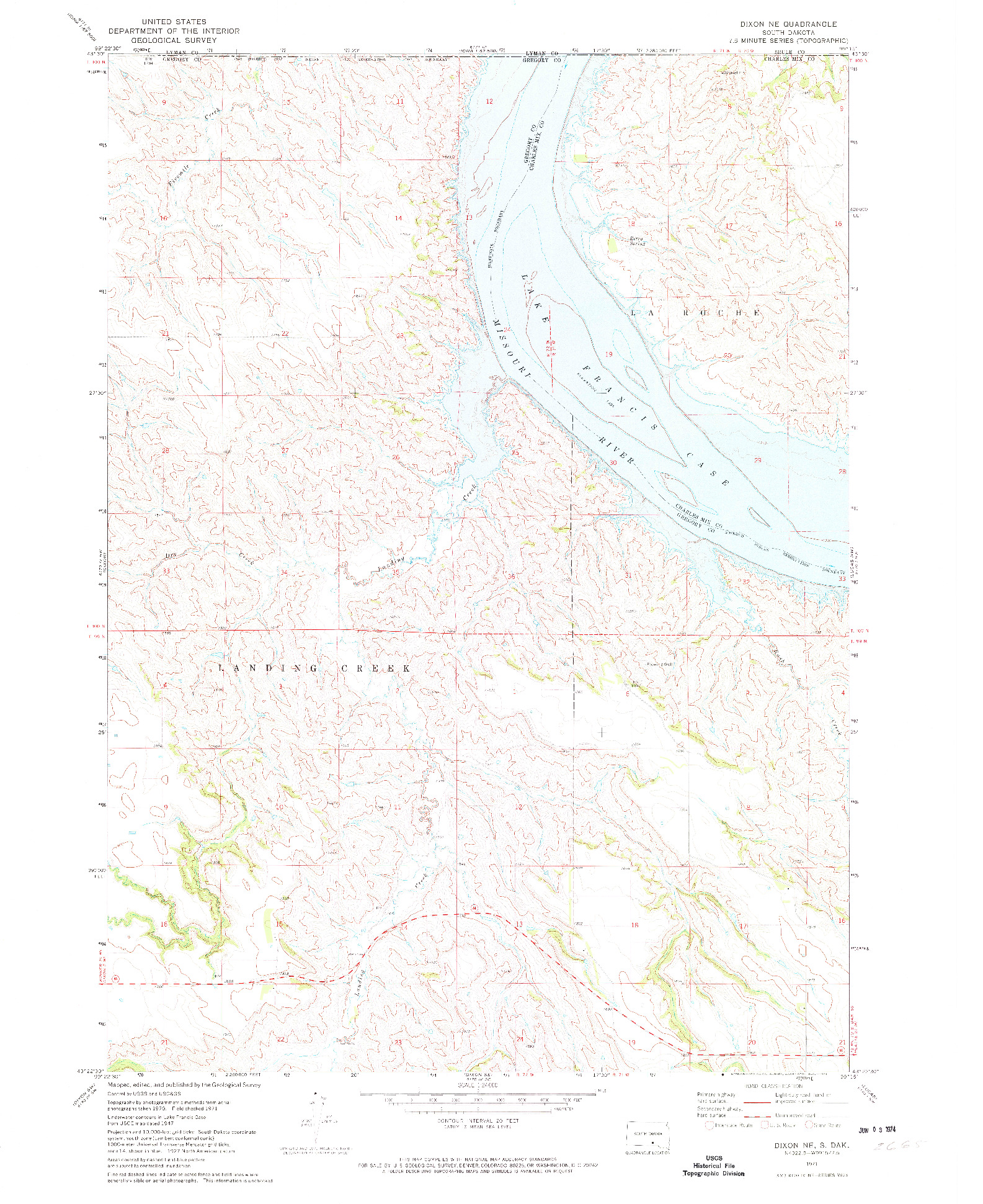USGS 1:24000-SCALE QUADRANGLE FOR DIXON NE, SD 1971