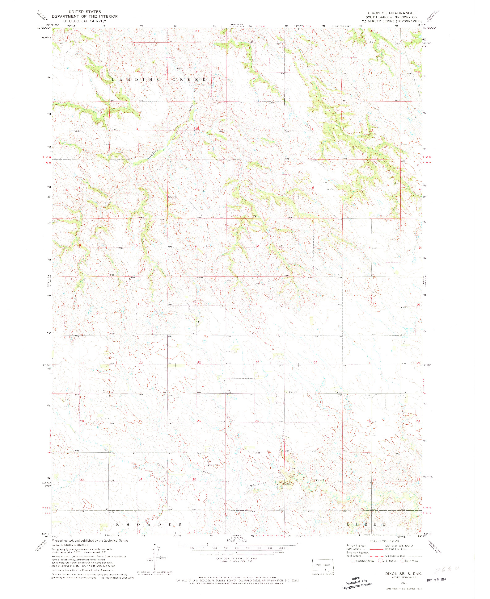 USGS 1:24000-SCALE QUADRANGLE FOR DIXON SE, SD 1971