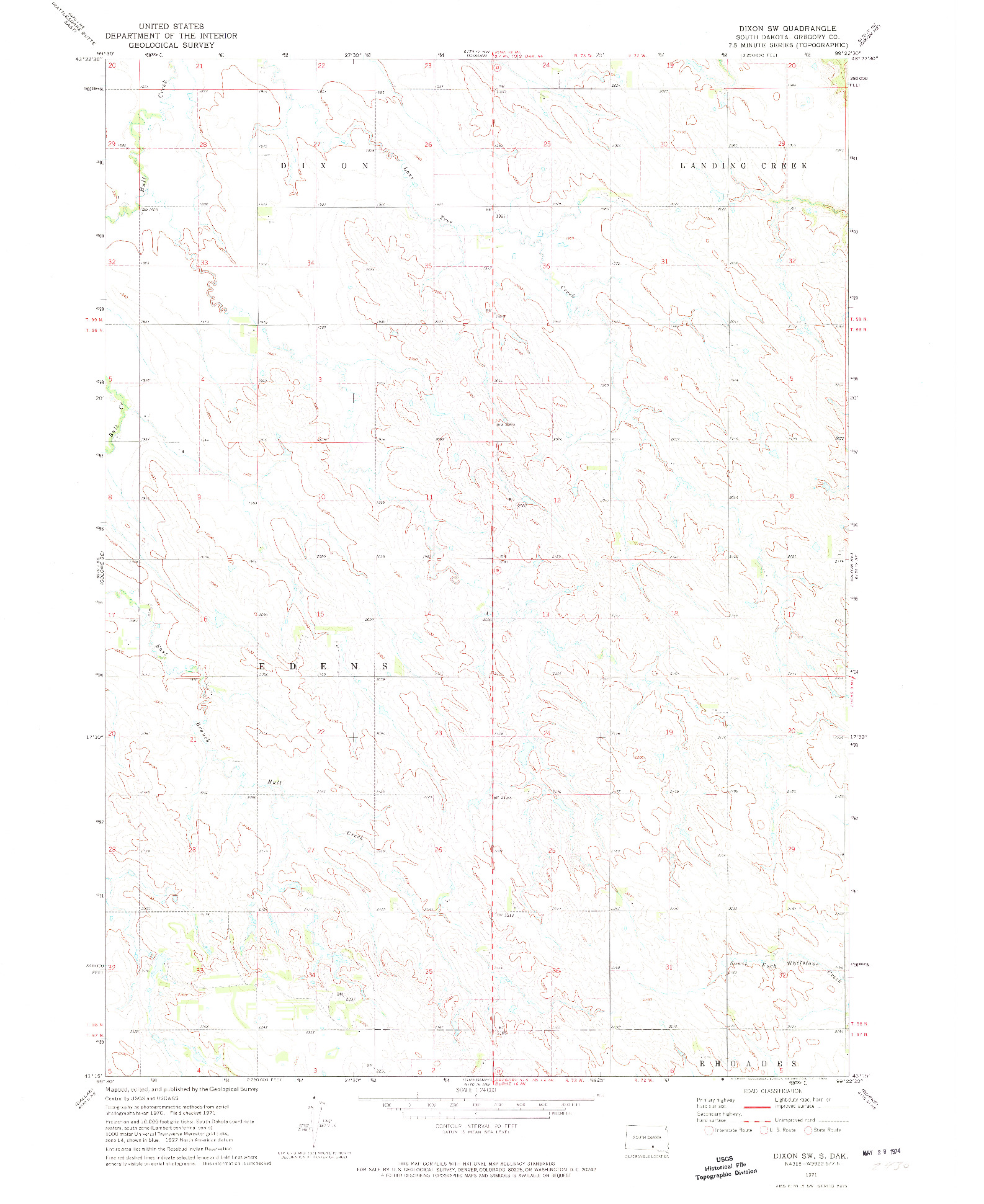 USGS 1:24000-SCALE QUADRANGLE FOR DIXON SW, SD 1971