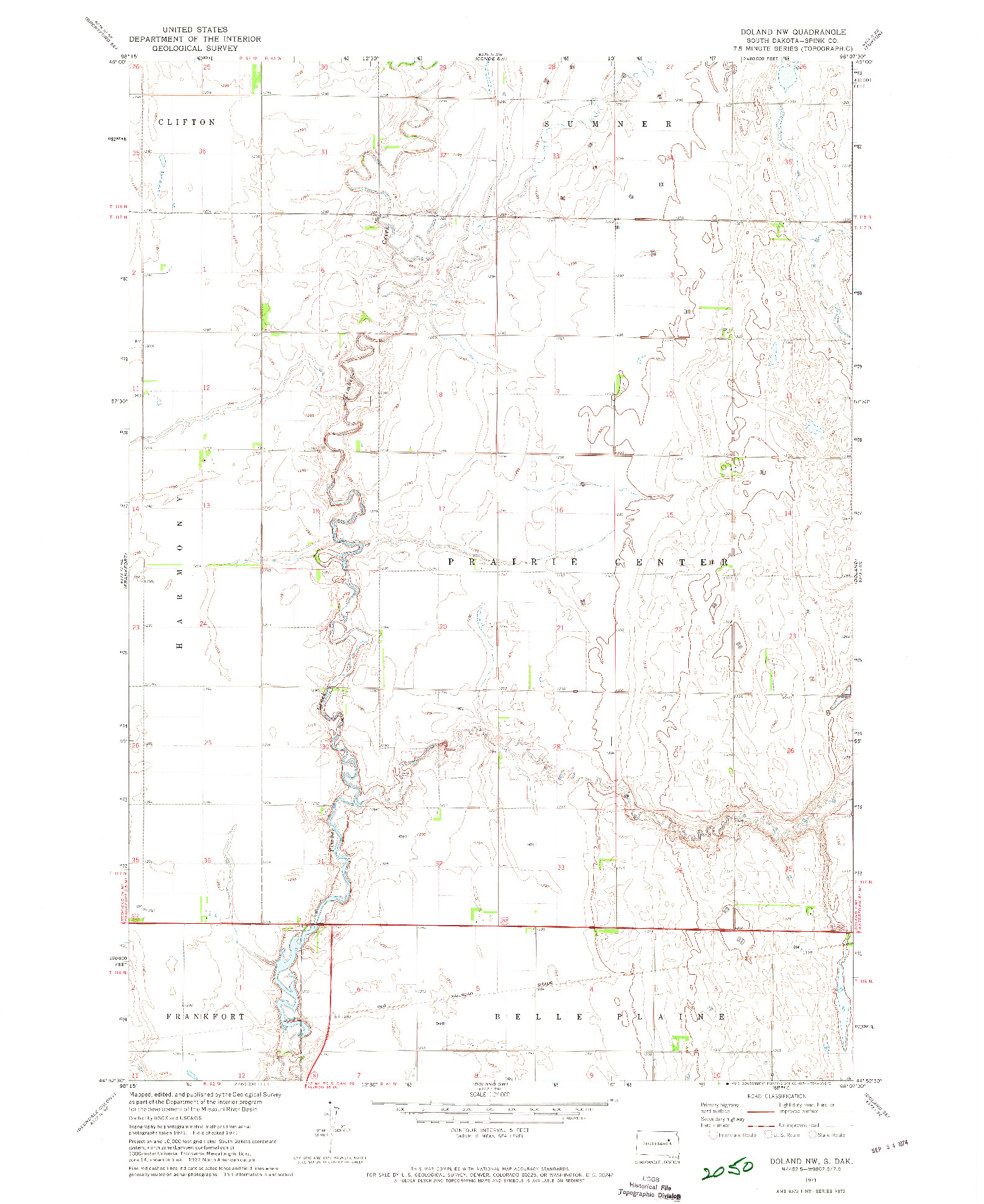 USGS 1:24000-SCALE QUADRANGLE FOR DOLAND NW, SD 1971