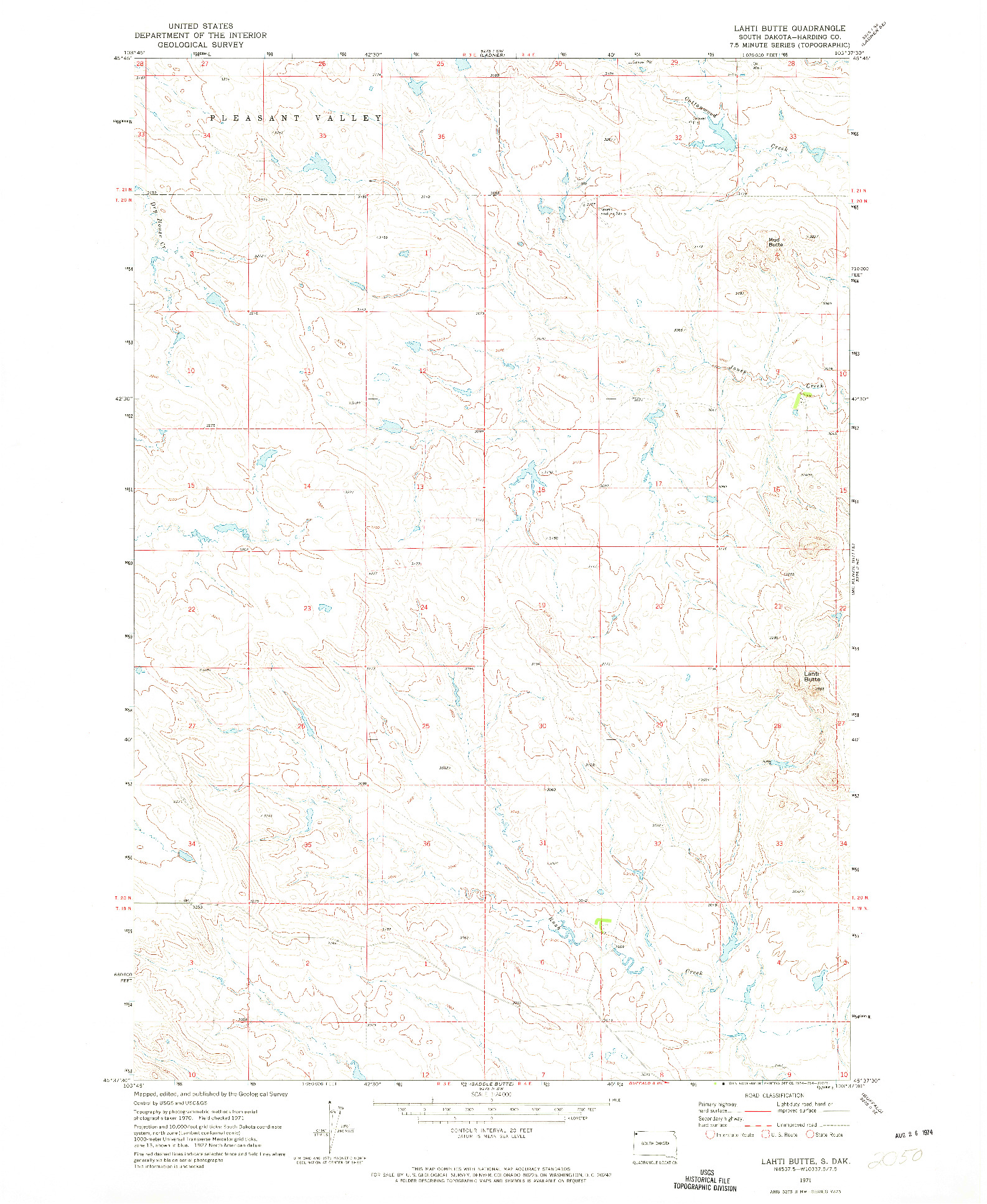 USGS 1:24000-SCALE QUADRANGLE FOR LAHTI BUTTE, SD 1971