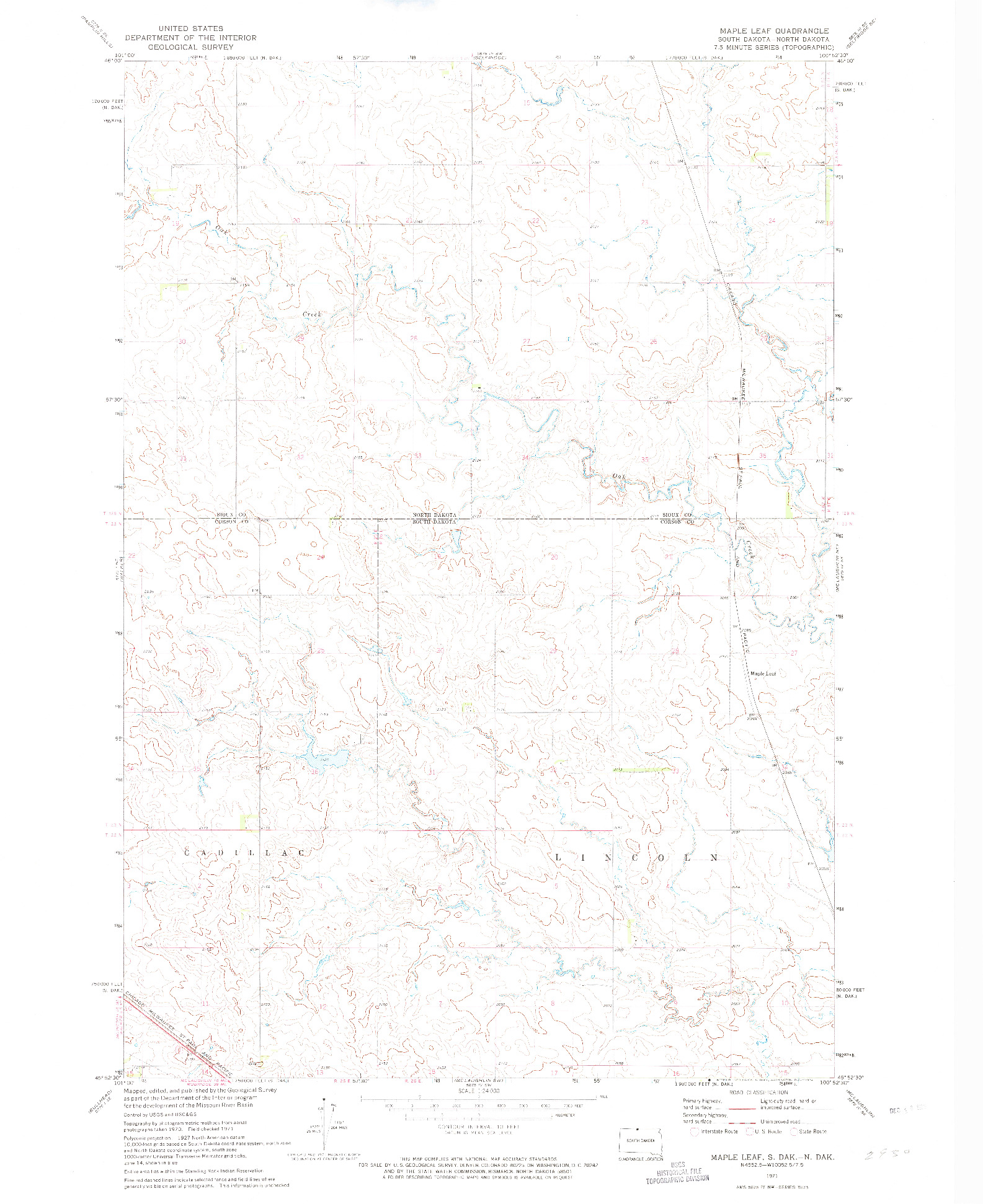 USGS 1:24000-SCALE QUADRANGLE FOR MAPLE LEAF, SD 1971