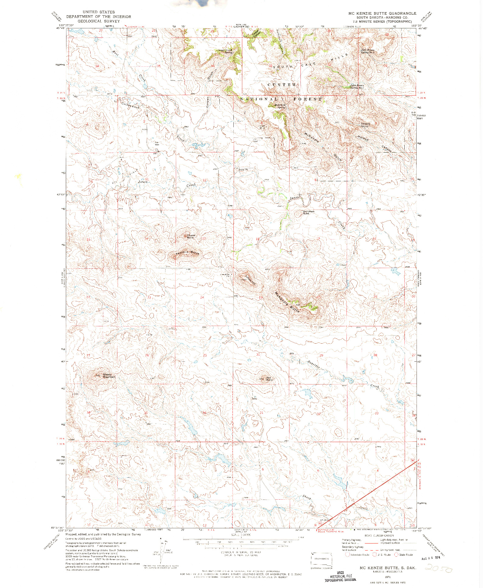 USGS 1:24000-SCALE QUADRANGLE FOR MCKENZIE BUTTE, SD 1971