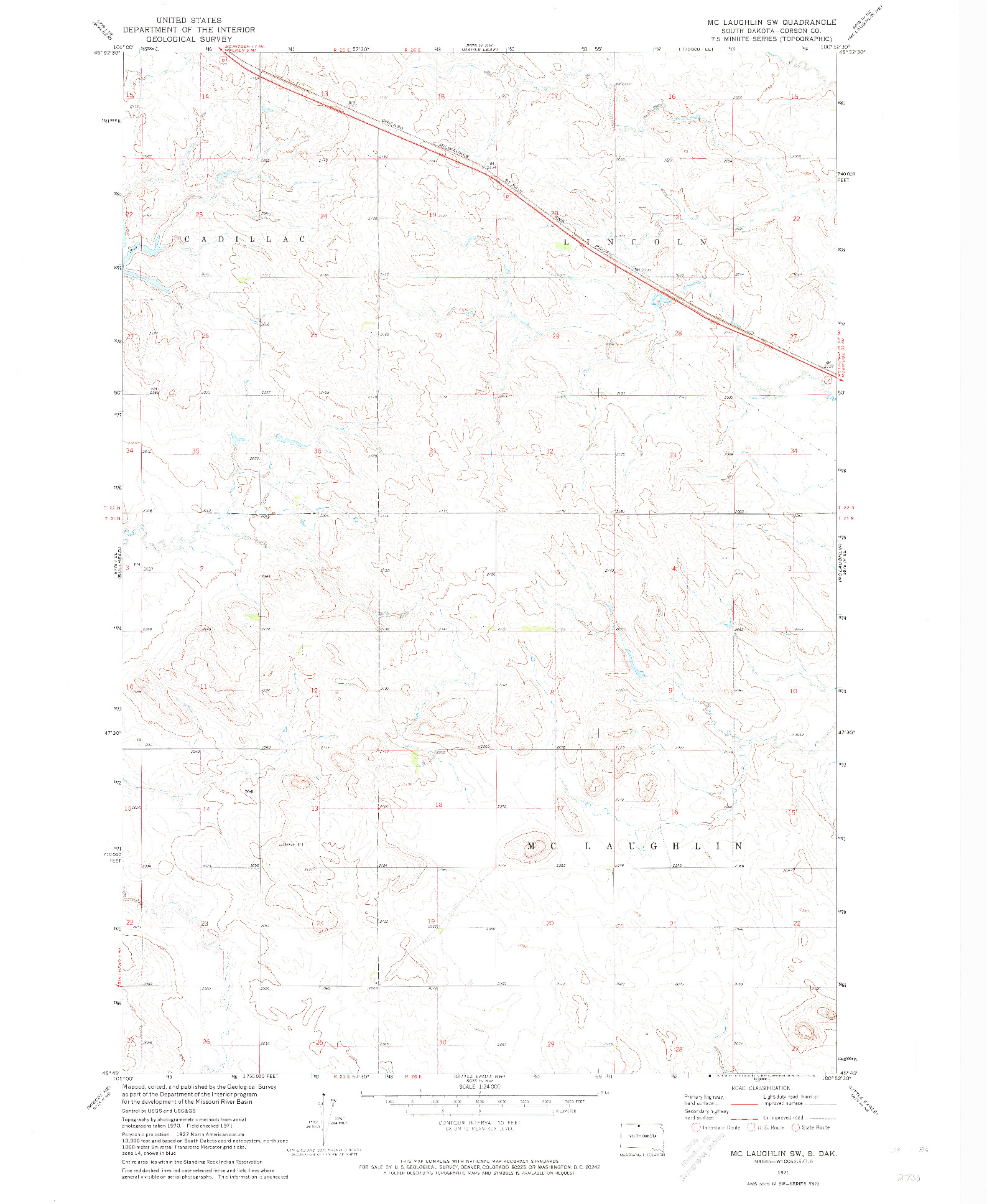 USGS 1:24000-SCALE QUADRANGLE FOR MCLAUGHLIN SW, SD 1971