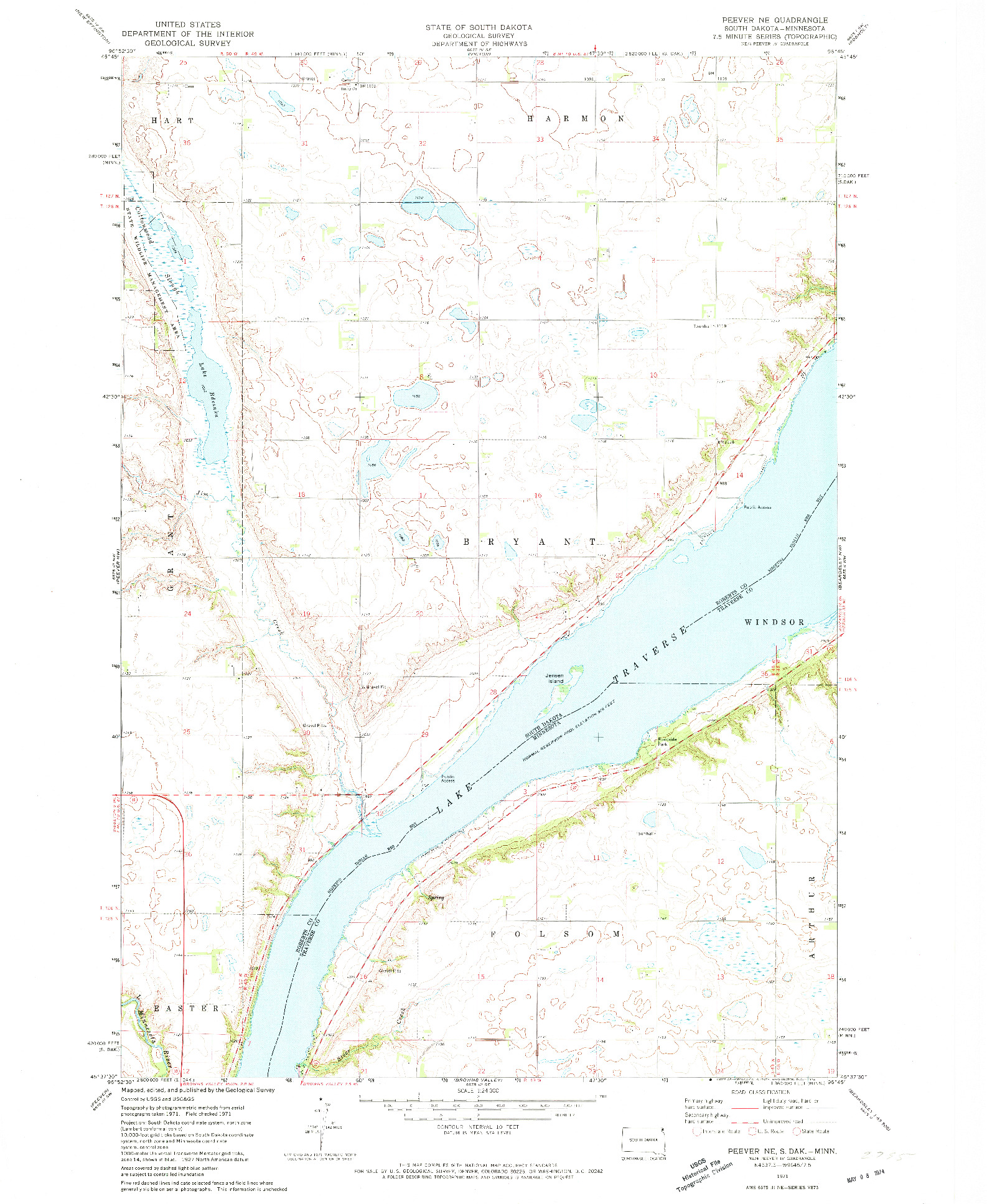 USGS 1:24000-SCALE QUADRANGLE FOR PEEVER NE, SD 1971