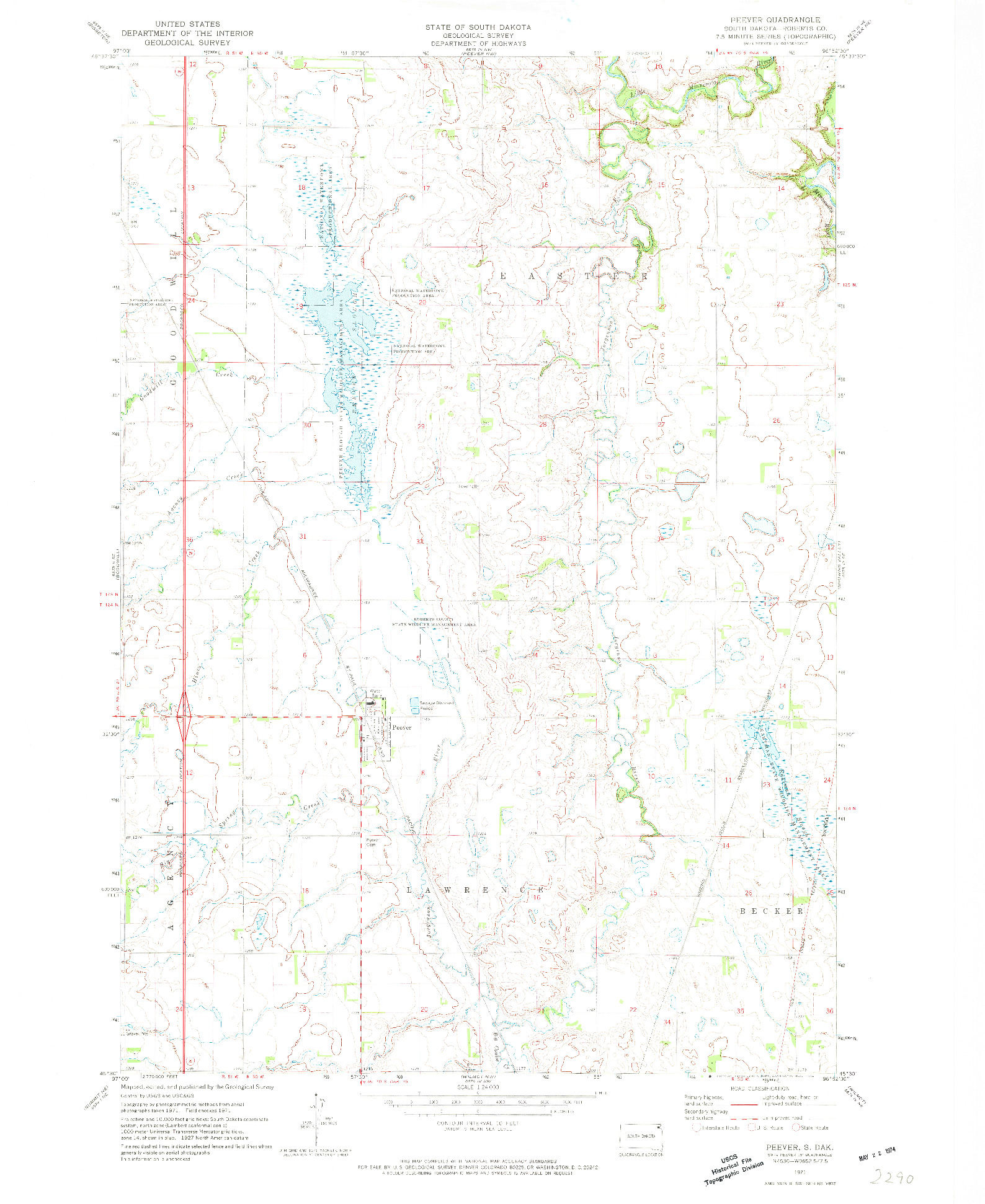 USGS 1:24000-SCALE QUADRANGLE FOR PEEVER, SD 1971