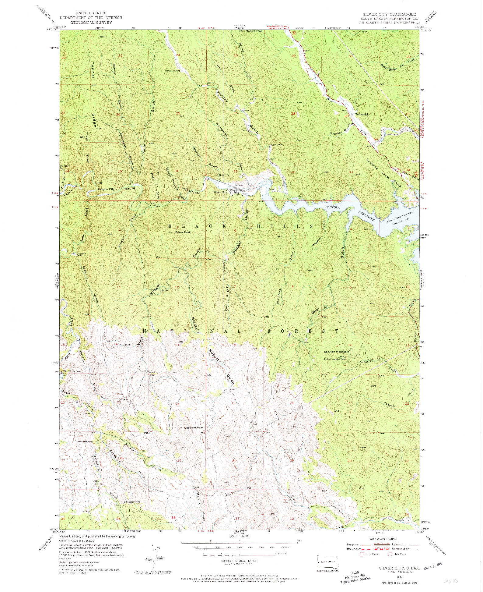 USGS 1:24000-SCALE QUADRANGLE FOR SILVER CITY, SD 1954