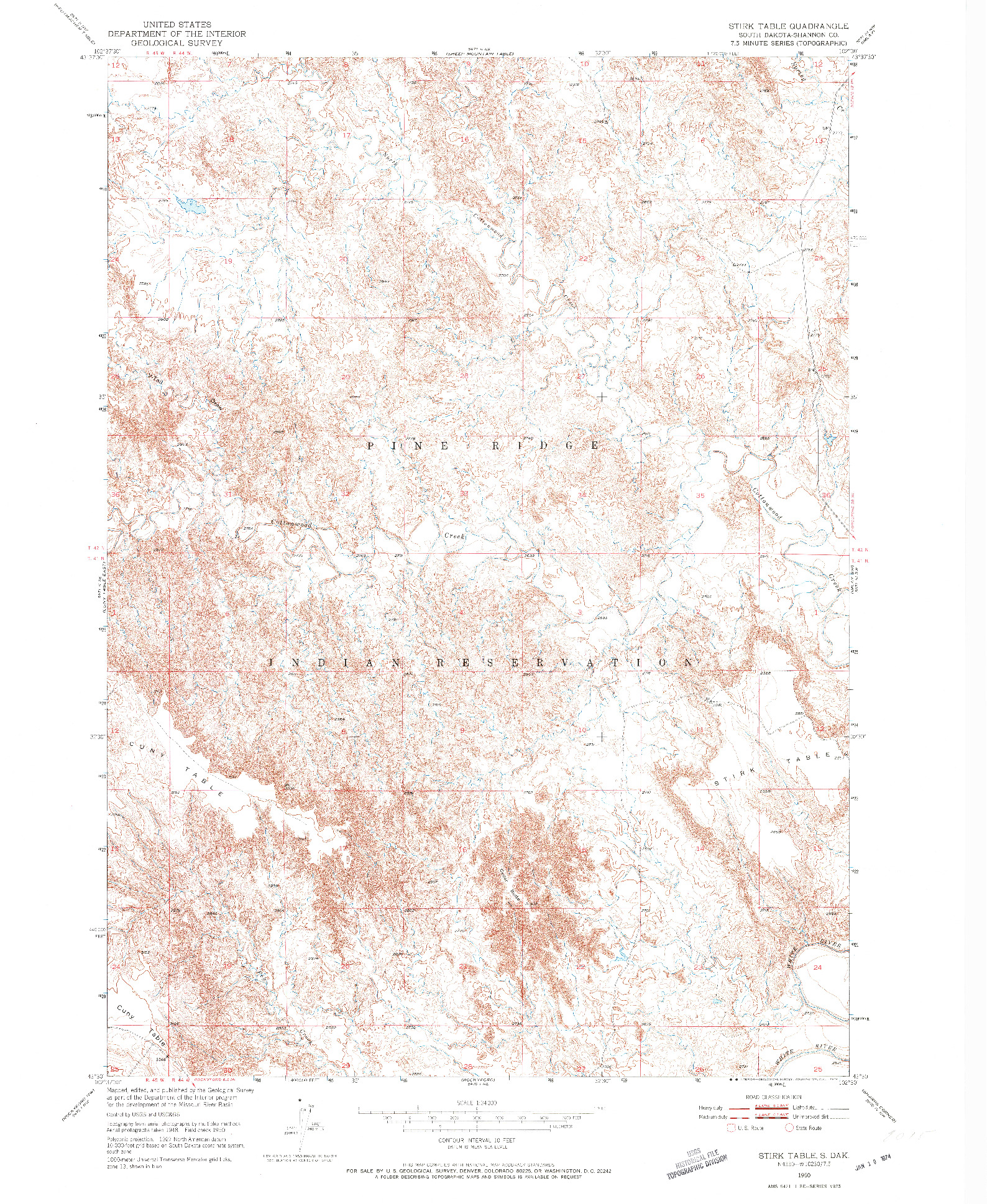 USGS 1:24000-SCALE QUADRANGLE FOR STIRK TABLE, SD 1950