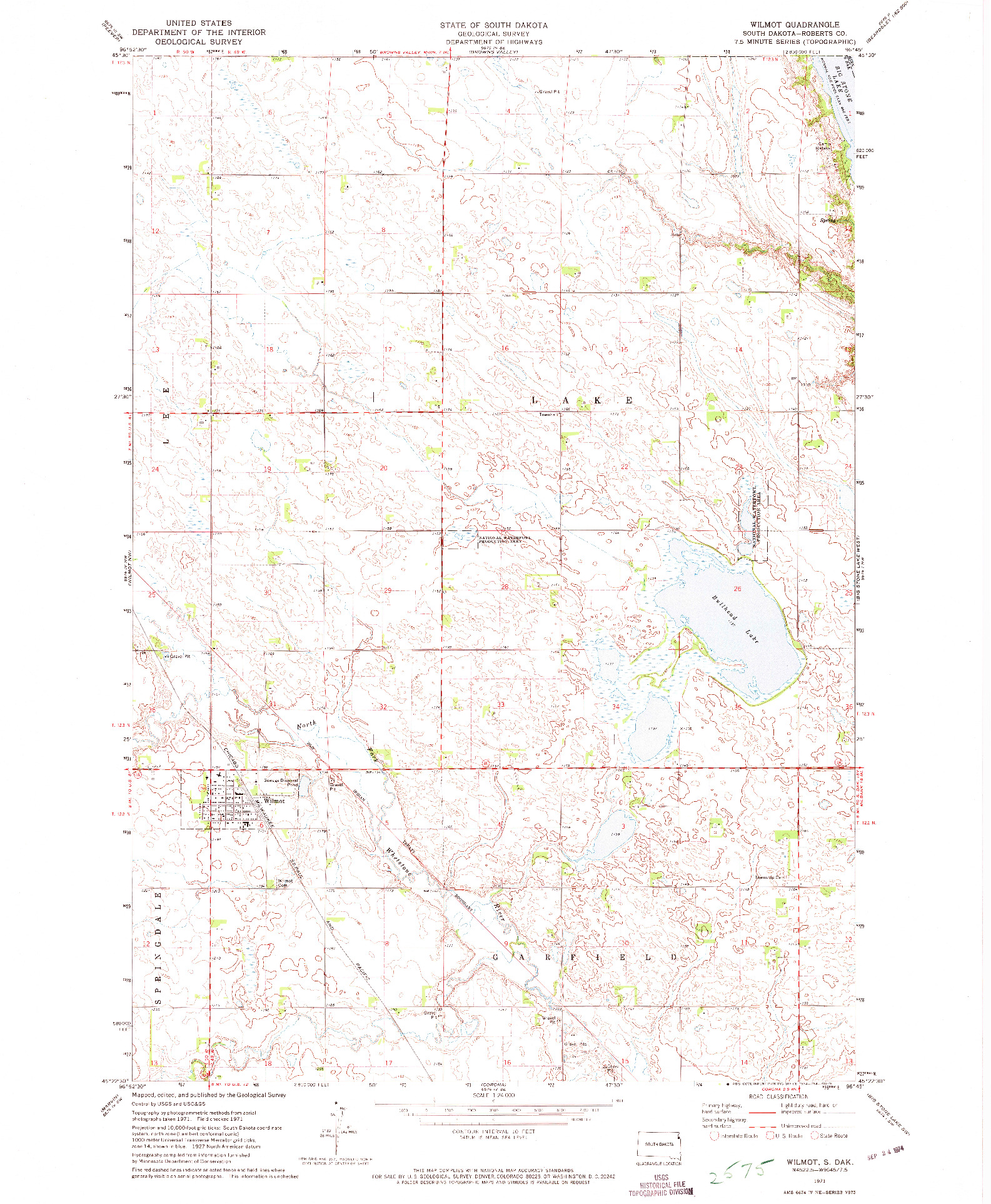 USGS 1:24000-SCALE QUADRANGLE FOR WILMOT, SD 1971