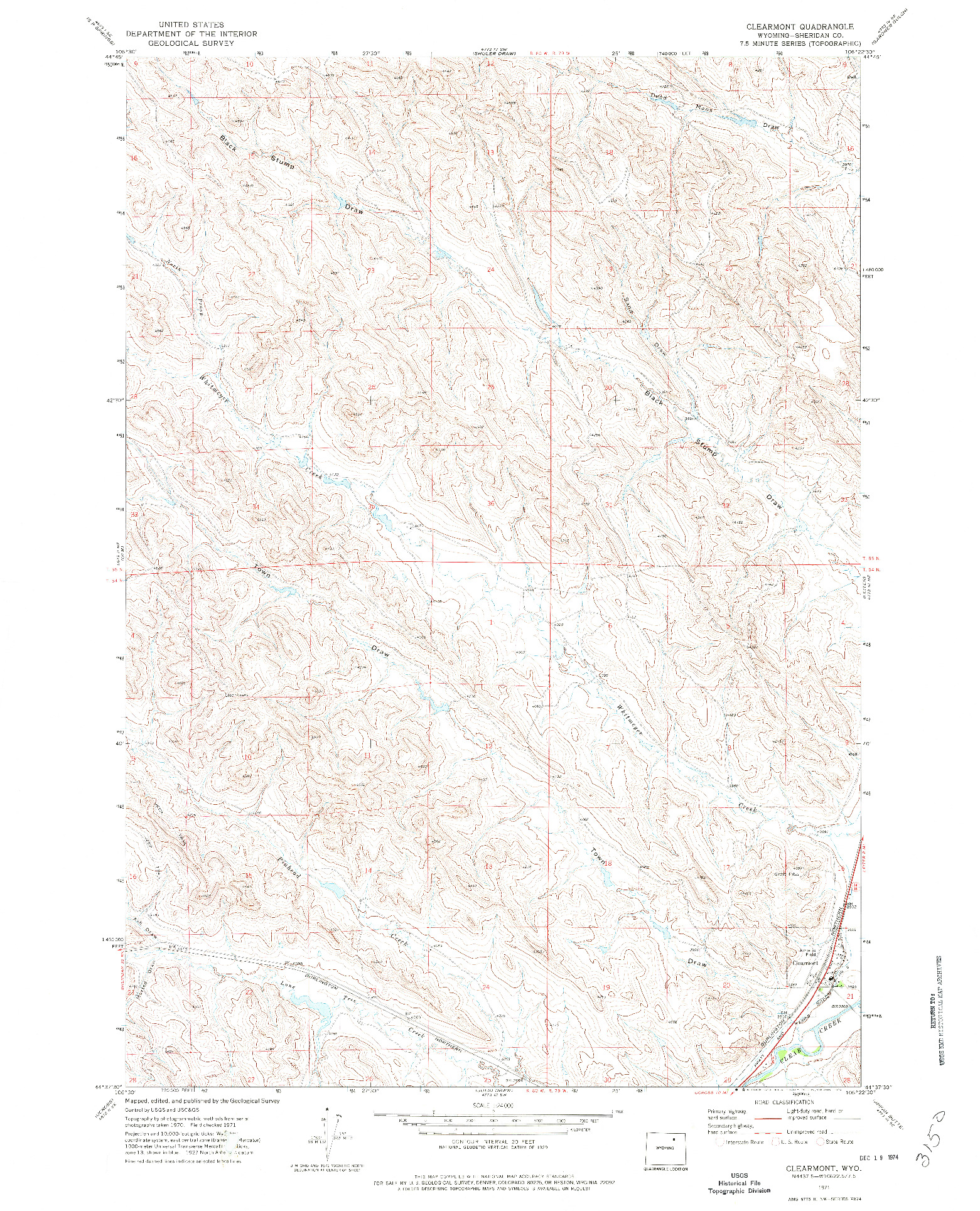 USGS 1:24000-SCALE QUADRANGLE FOR CLEARMONT, WY 1971