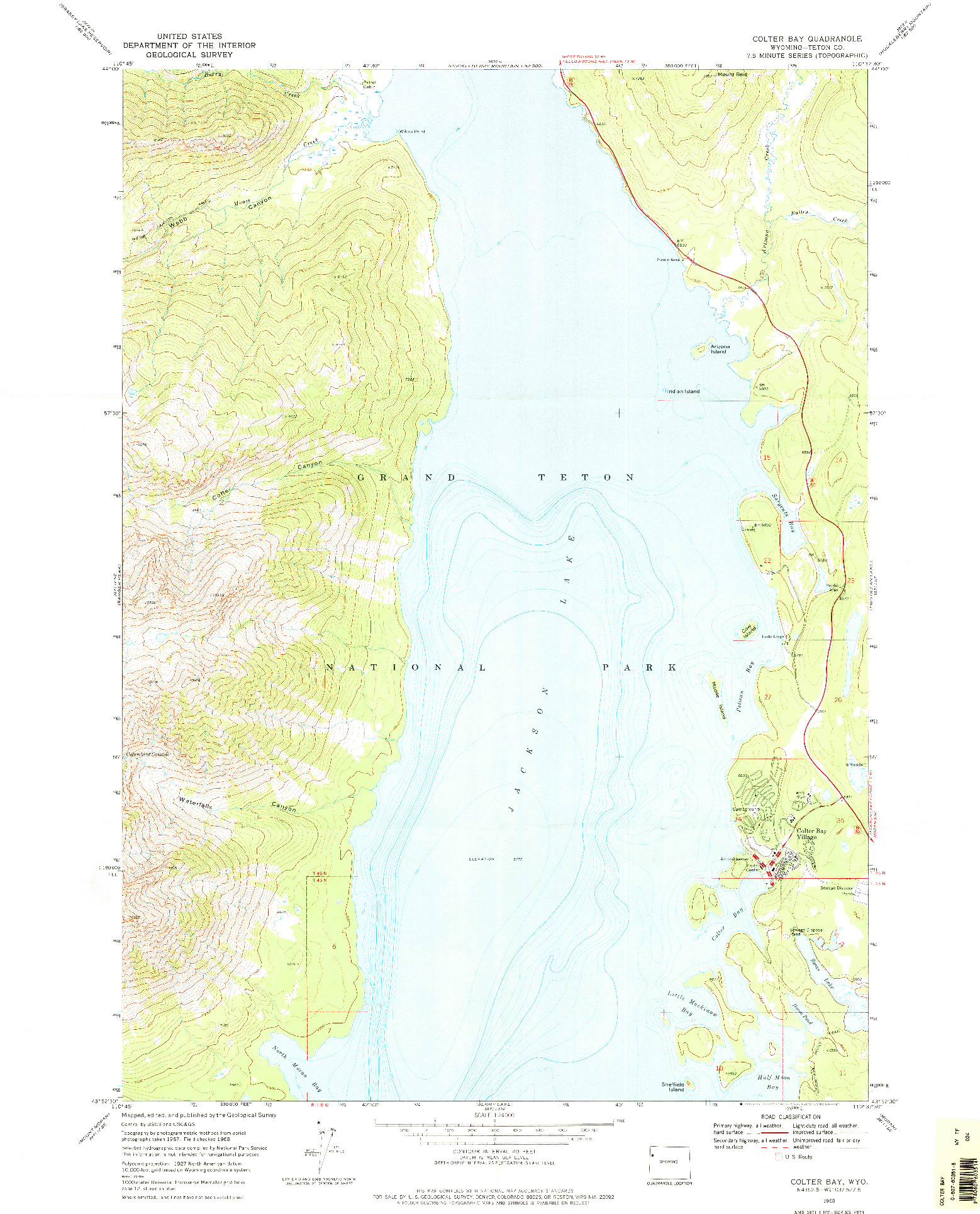 USGS 1:24000-SCALE QUADRANGLE FOR COLTER BAY, WY 1968