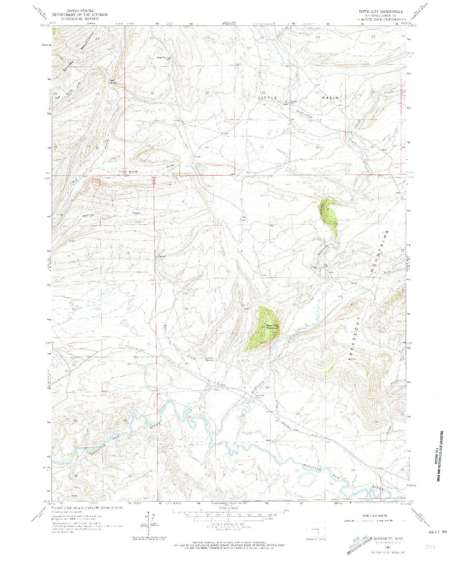 USGS 1:24000-SCALE QUADRANGLE FOR DIFFICULTY, WY 1961